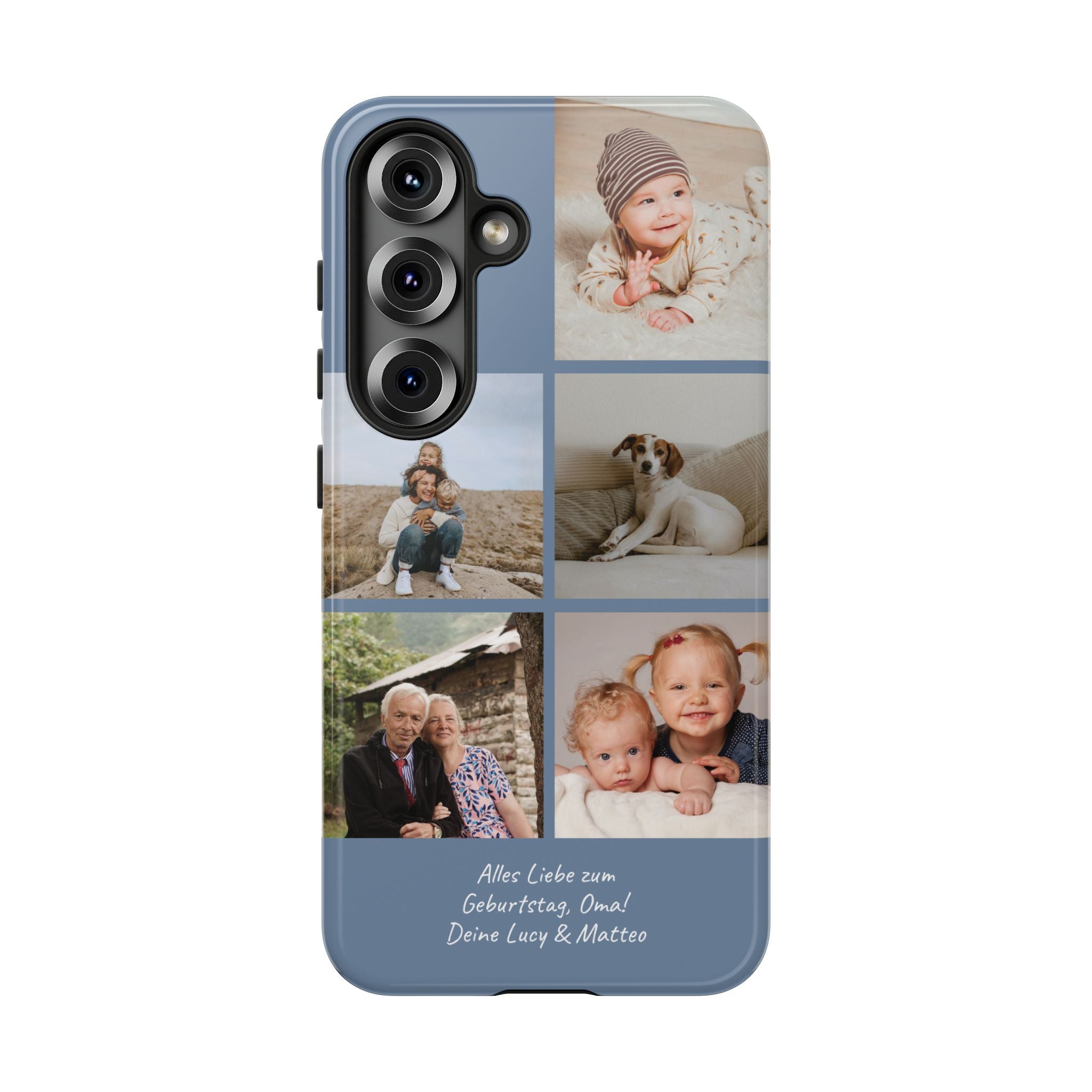 DUSTY BLUE COLLAGE – Personalisierte Foto Handyhülle mit Dual-Layer-Schutz