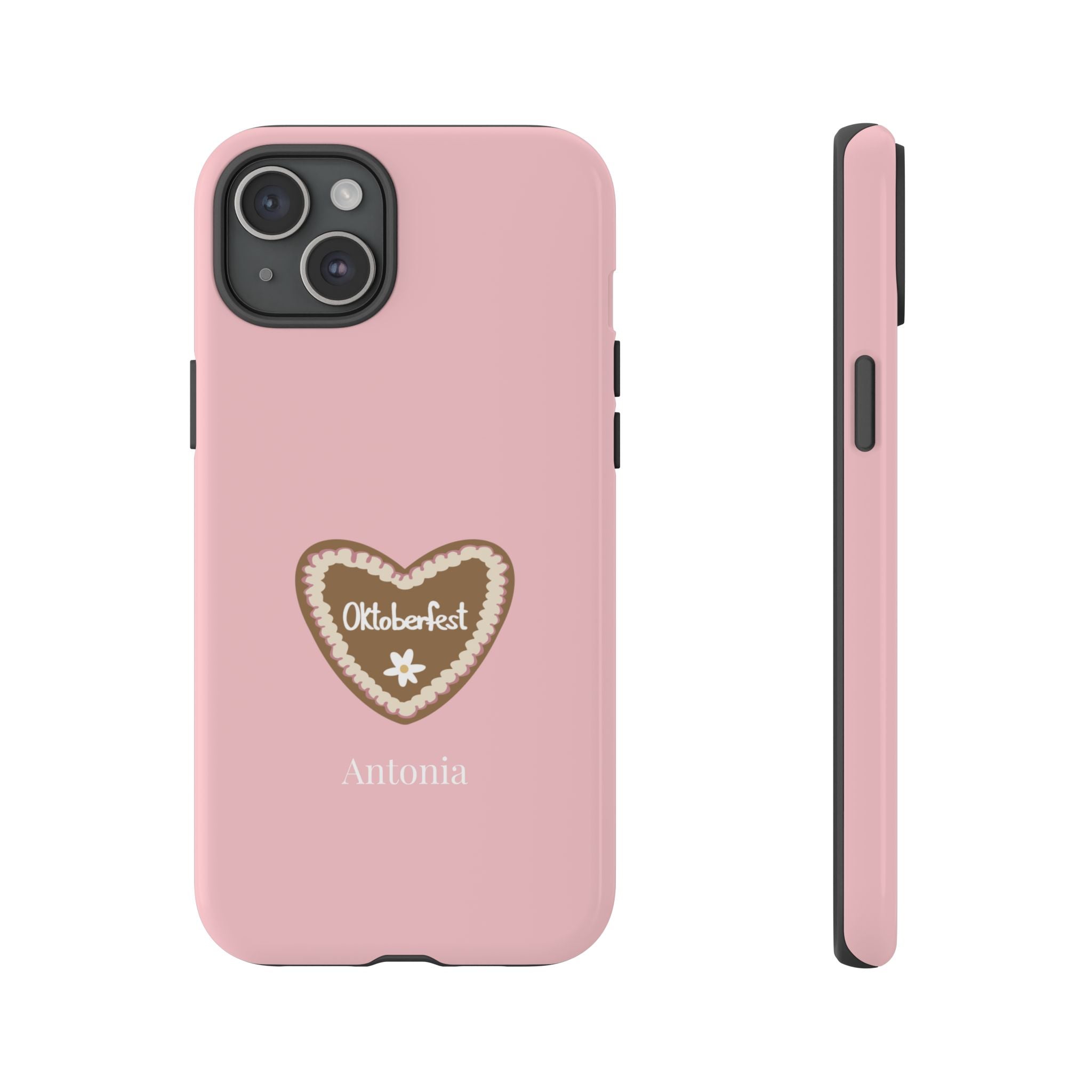 OKTOBERFEST HERZ ROSE – Personalisierte Handyhülle mit Dual-Layer-Schutz