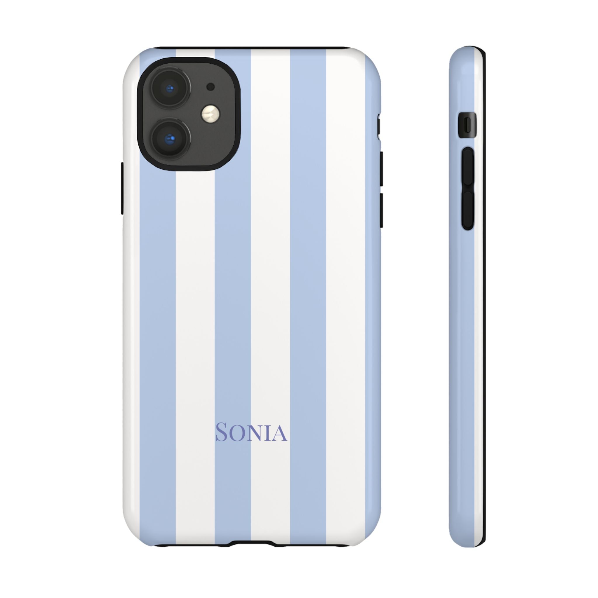 LIGHT BLUE STRIPES – Personalisierte Handyhülle mit Dual-Layer-Schutz