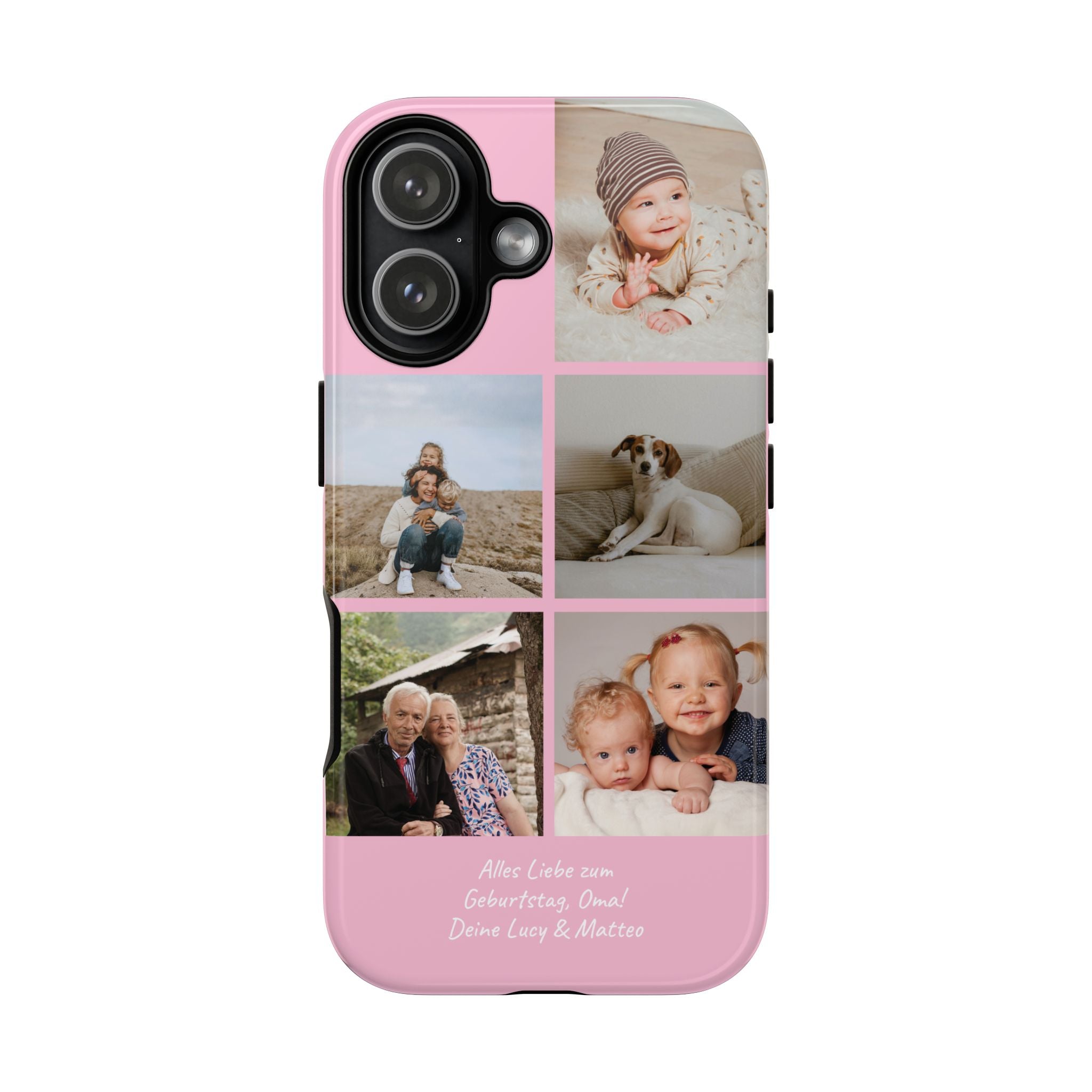 PINK PHOTO COLLAGE – Personalisierte Foto Handyhülle mit Dual-Layer-Schutz
