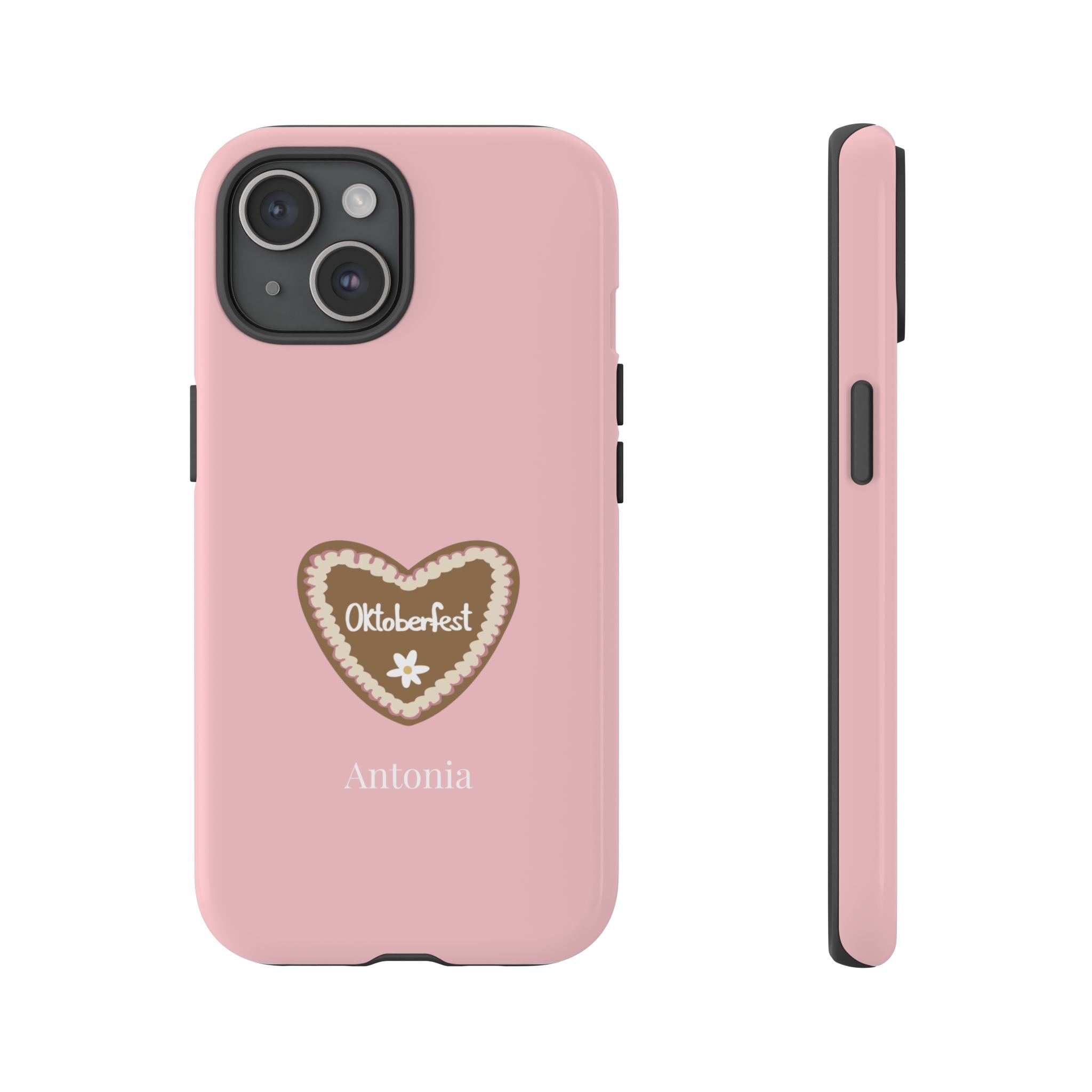 OKTOBERFEST HERZ ROSE – Personalisierte Handyhülle mit Dual-Layer-Schutz