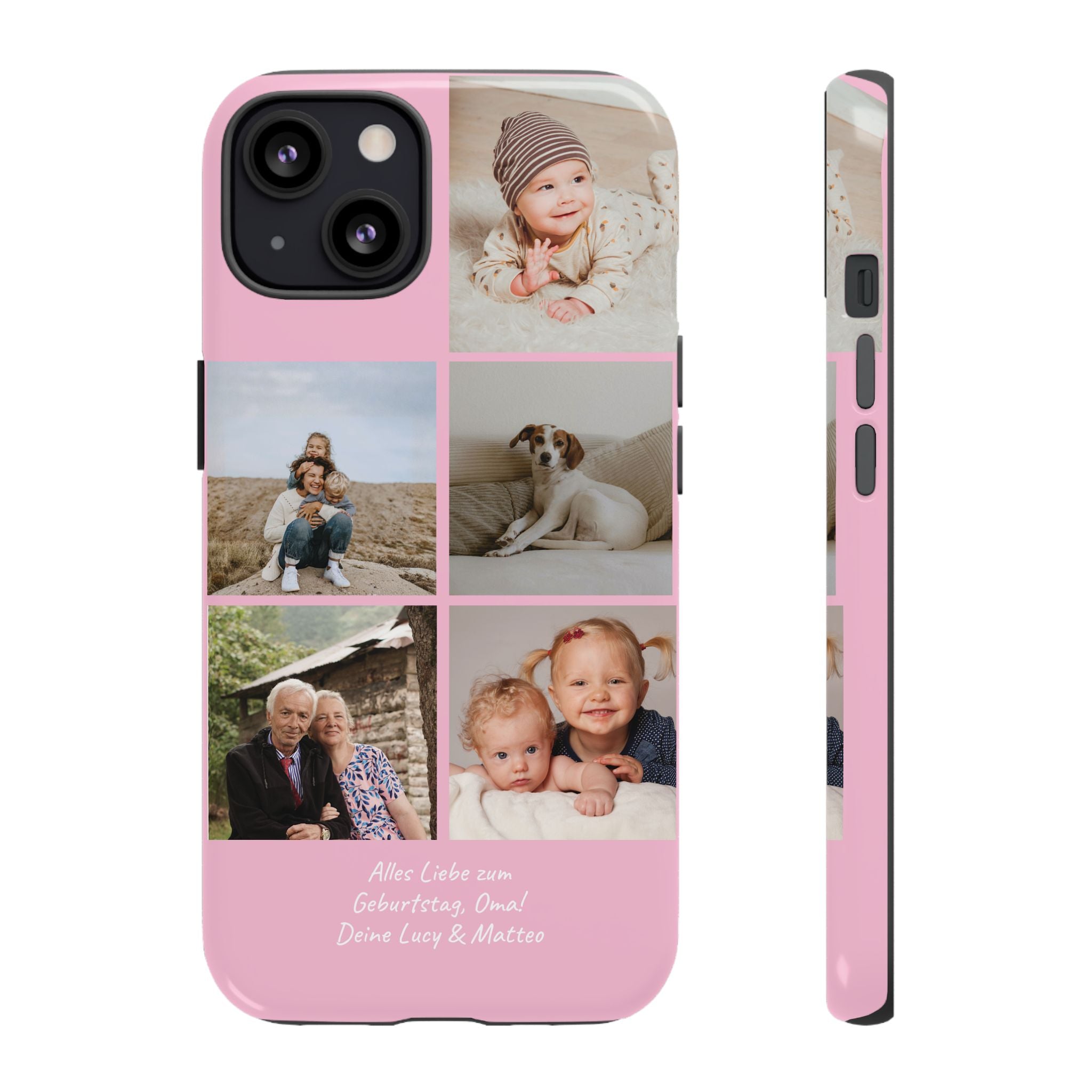 PINK PHOTO COLLAGE – Personalisierte Foto Handyhülle mit Dual-Layer-Schutz