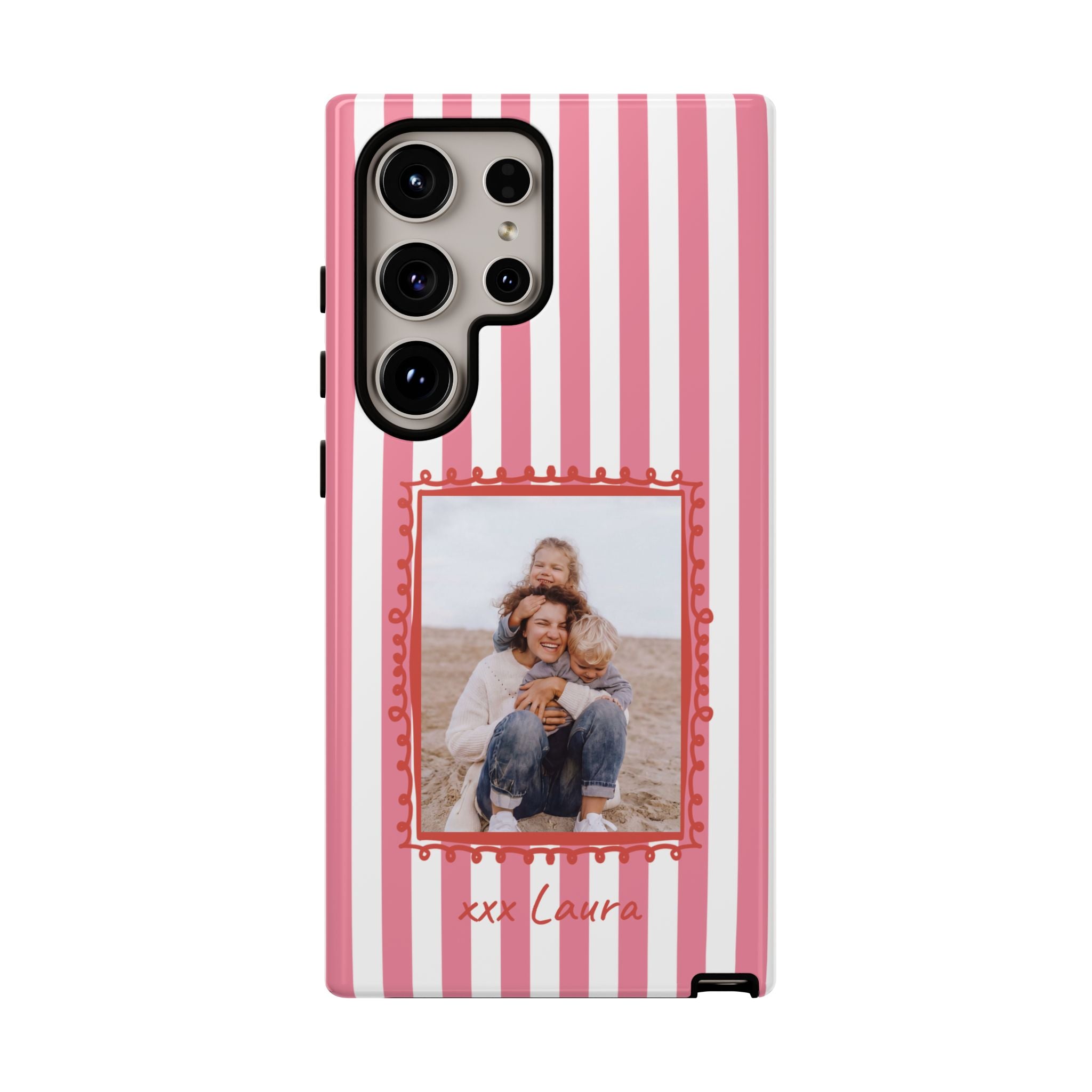 PINK STRIPES PHOTO FRAME – Personalisierte Foto Handyhülle mit Dual-Layer-Schutz