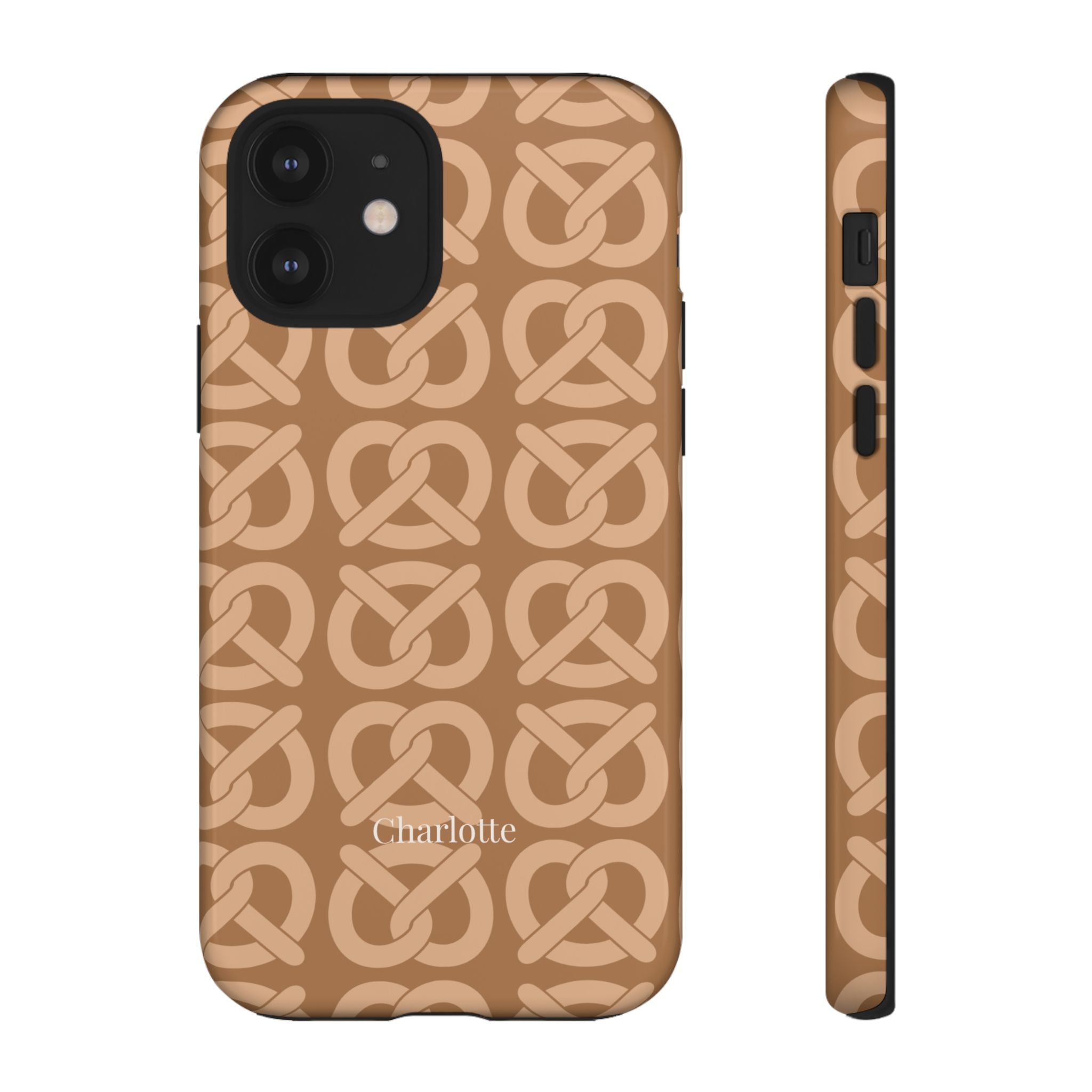 BREZN MONOGRAMM COGNAC – Personalisierte Handyhülle mit Dual-Layer-Schutz