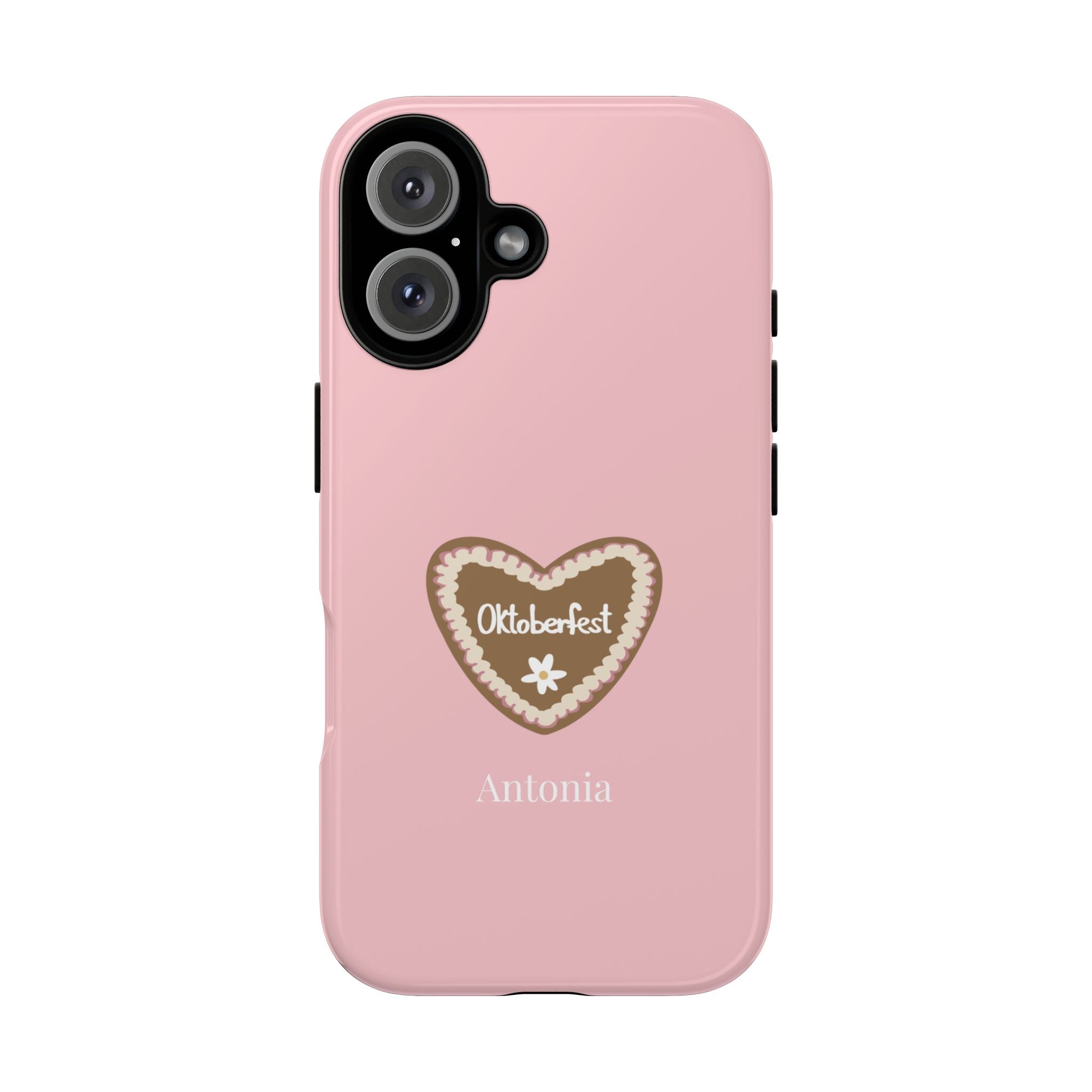 OKTOBERFEST HERZ ROSE – Personalisierte Handyhülle mit Dual-Layer-Schutz