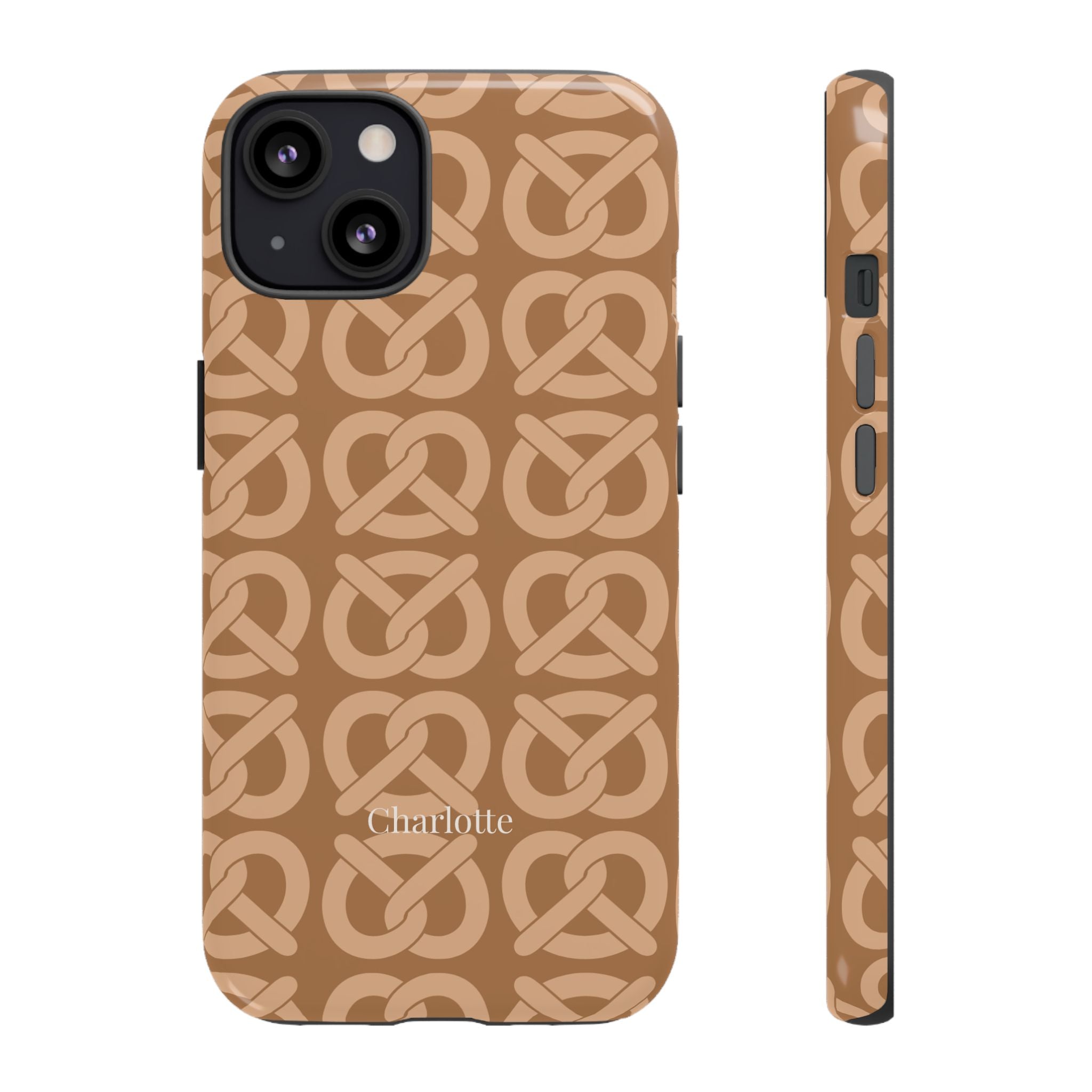 BREZN MONOGRAMM COGNAC – Personalisierte Handyhülle mit Dual-Layer-Schutz