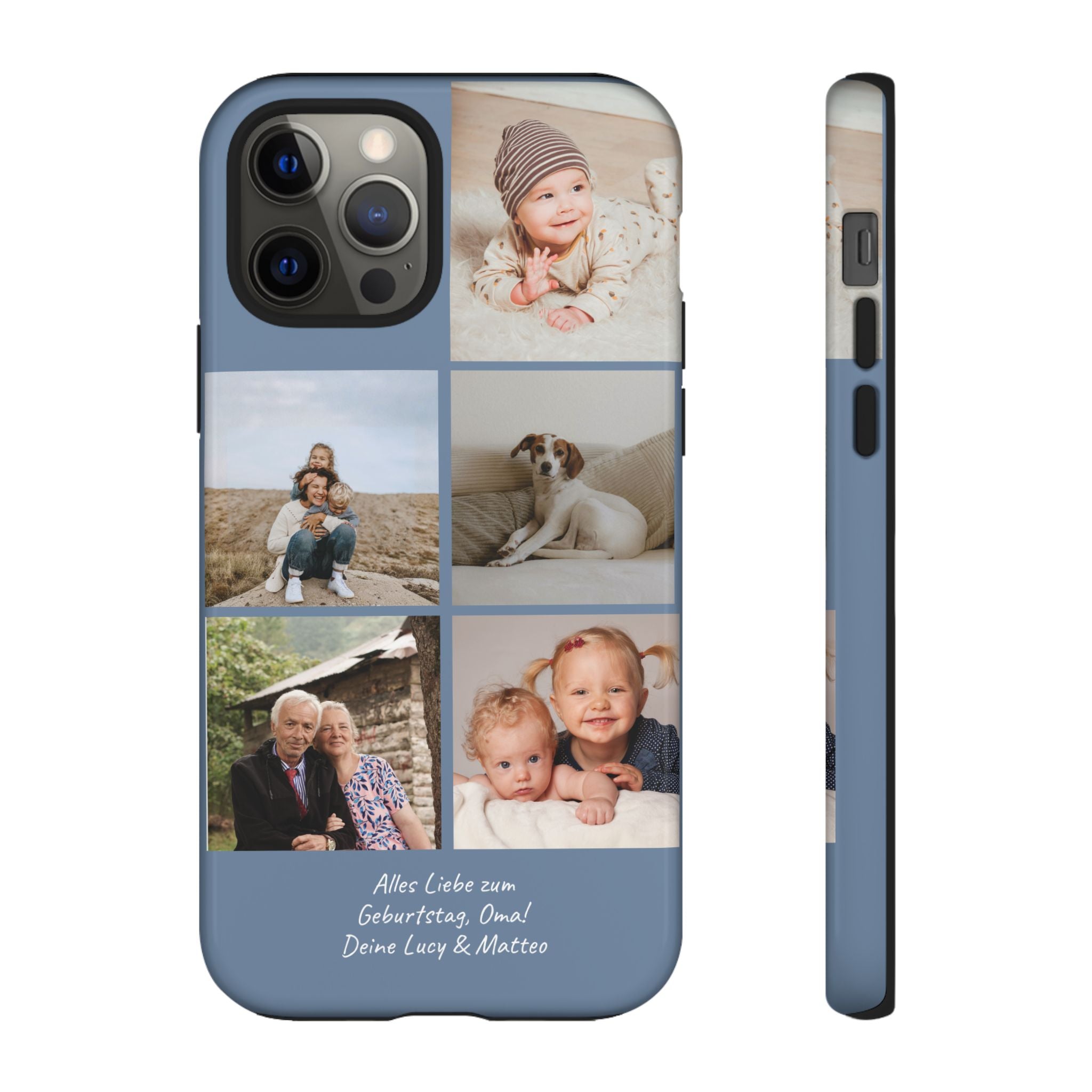 DUSTY BLUE COLLAGE – Personalisierte Foto Handyhülle mit Dual-Layer-Schutz