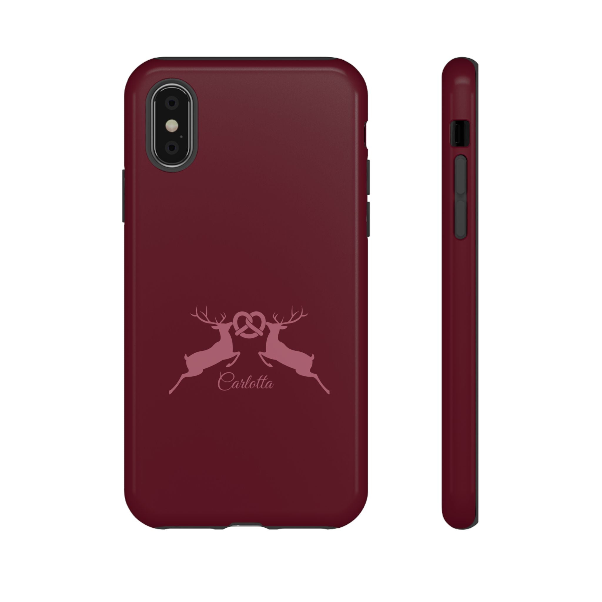 HIRSCH BORDEAUX – Personalisierte Handyhülle mit Dual-Layer-Schutz