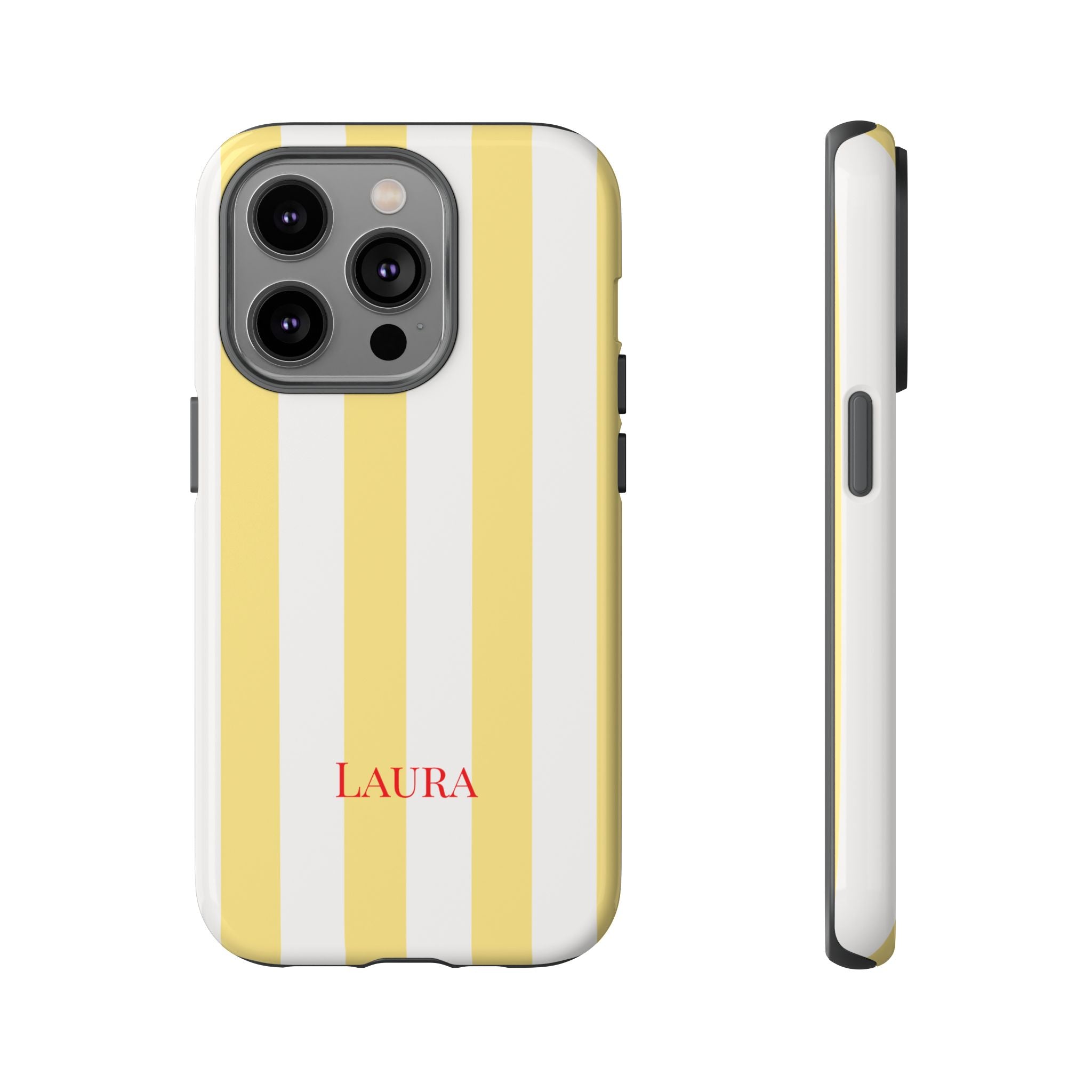 YELLOW STRIPES – Personalisierte Handyhülle mit Dual-Layer-Schutz
