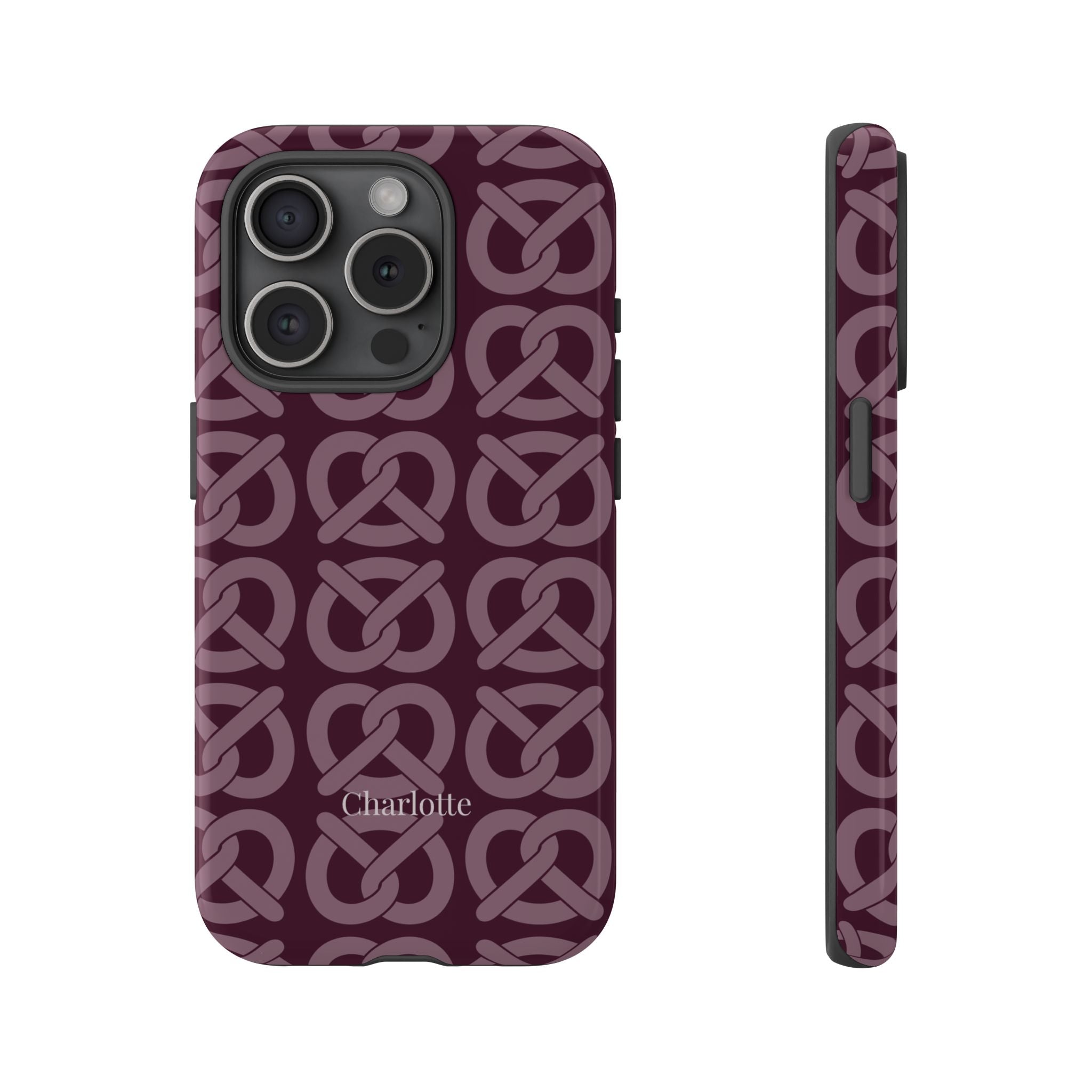 BREZN MONOGRAMM AUBERGINE – Personalisierte Handyhülle mit Dual-Layer-Schutz