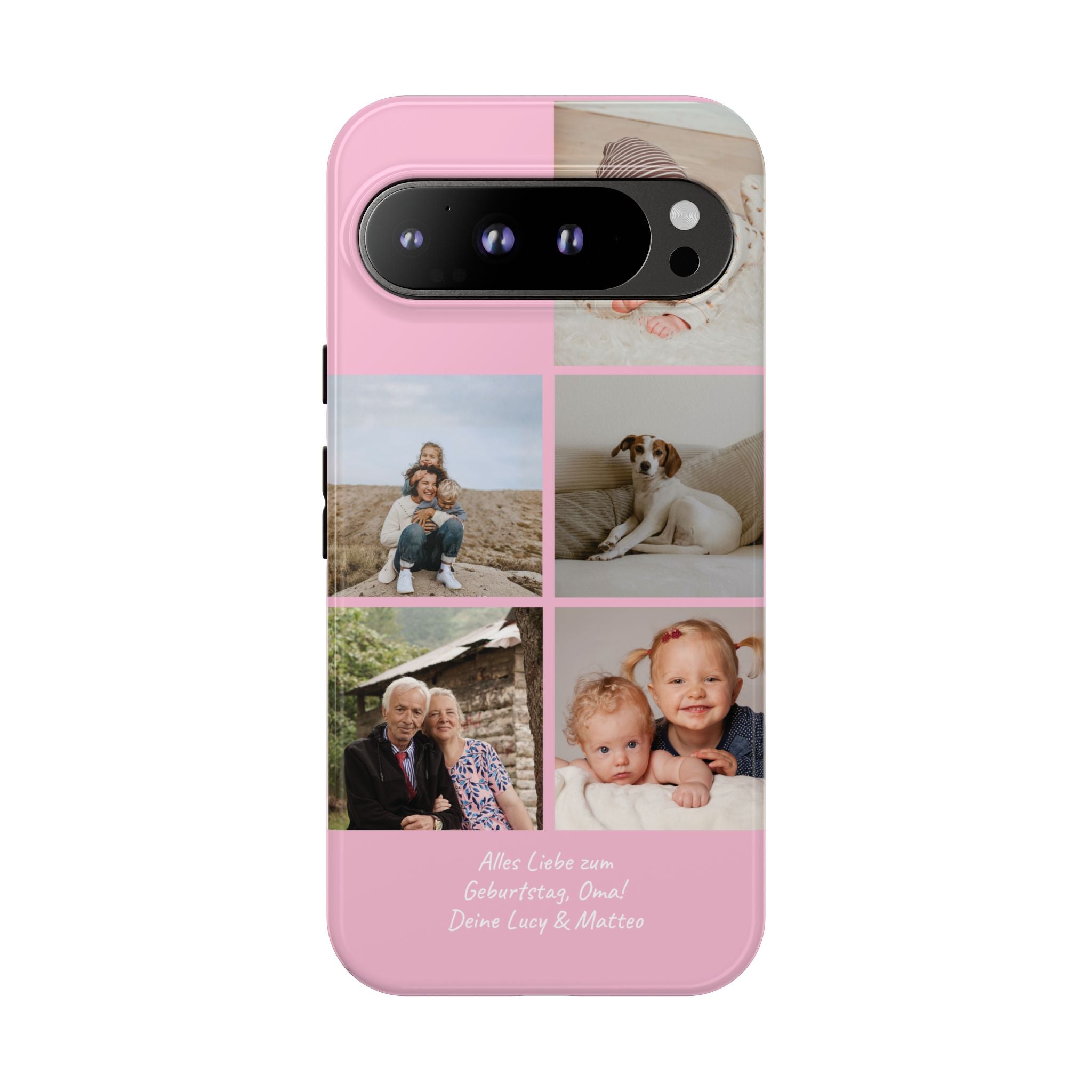 PINK PHOTO COLLAGE – Personalisierte Foto Handyhülle mit Dual-Layer-Schutz