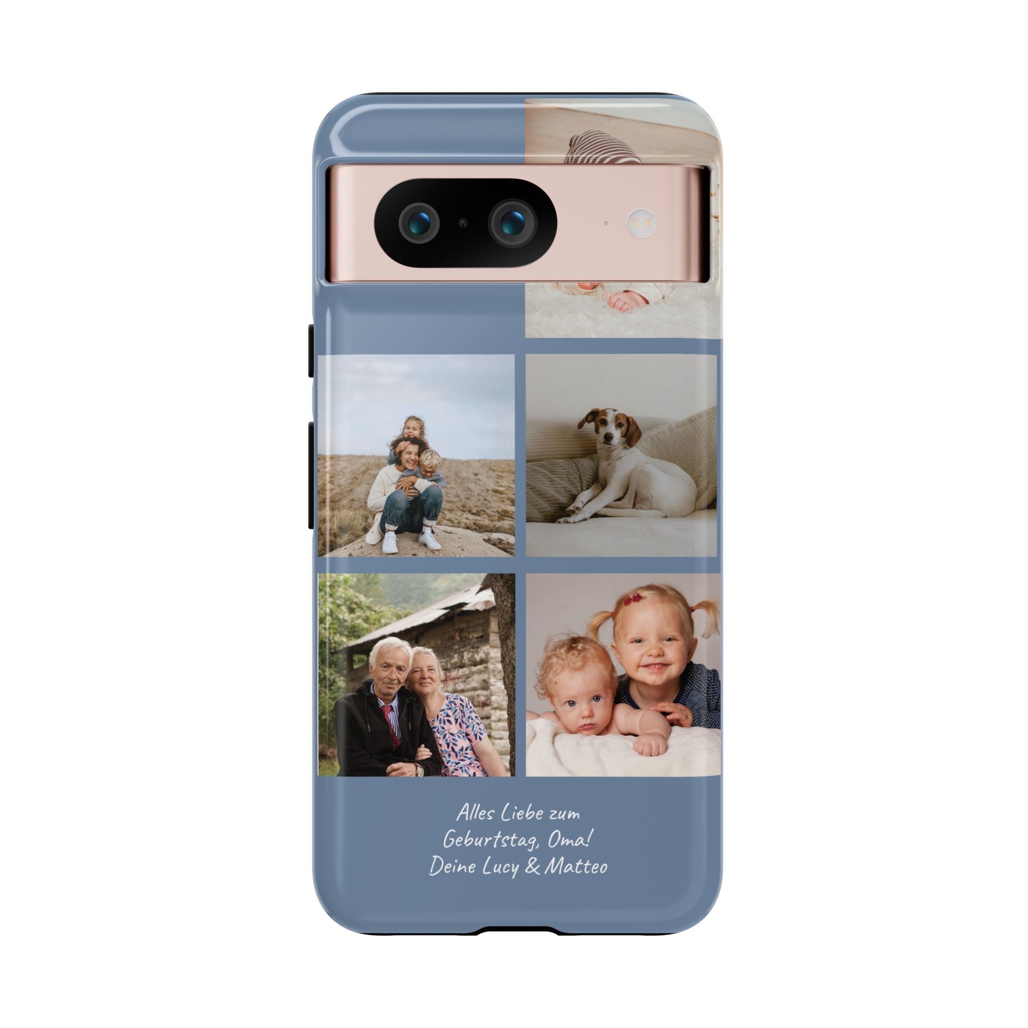 DUSTY BLUE COLLAGE – Personalisierte Foto Handyhülle mit Dual-Layer-Schutz