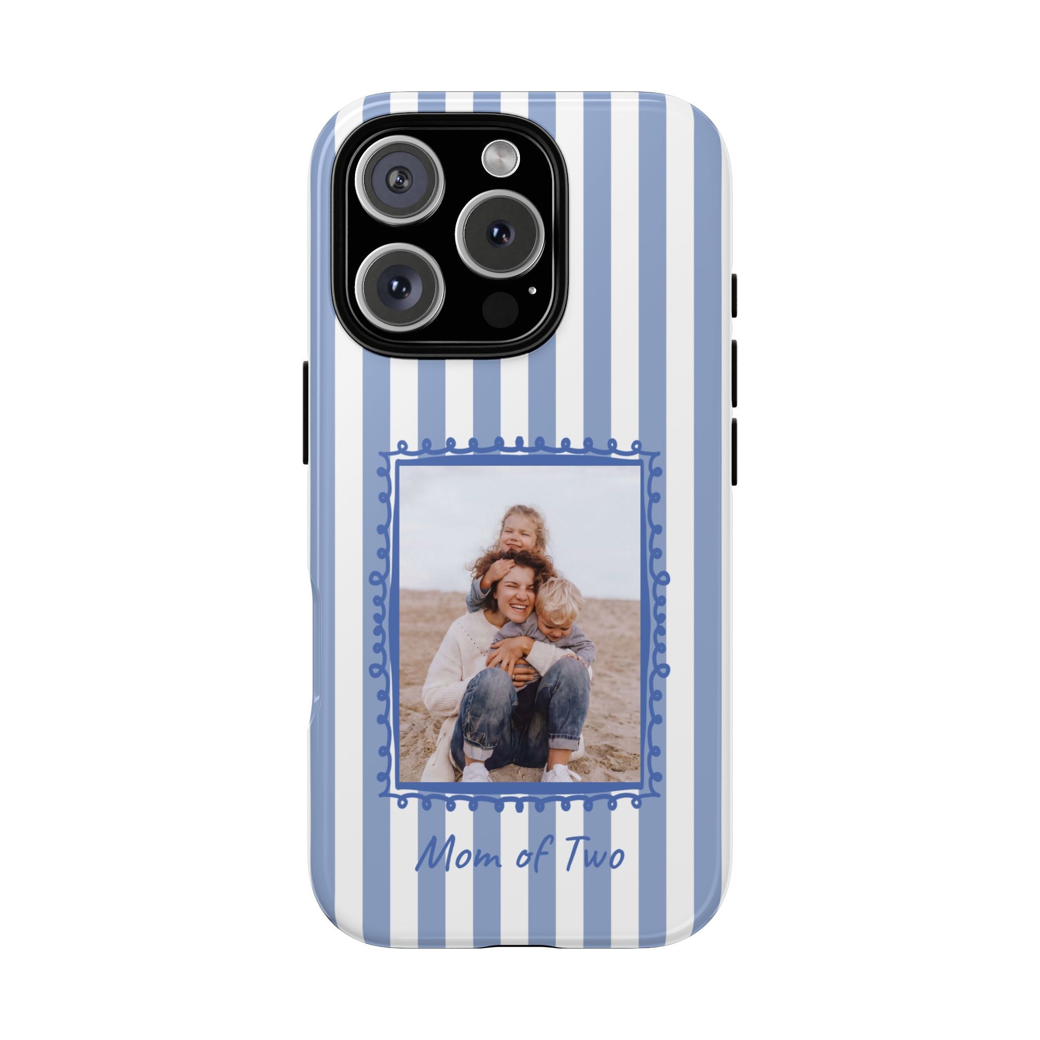 BLUE STRIPES PHOTO FRAME – Personalisierte Foto Handyhülle mit Dual-Layer-Schutz