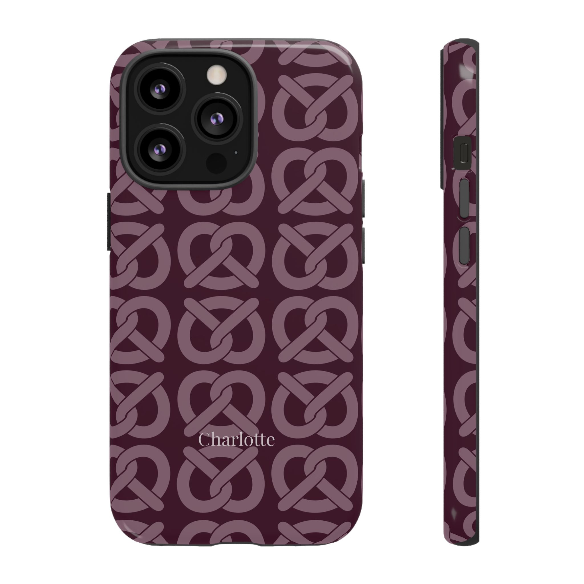 BREZN MONOGRAMM AUBERGINE – Personalisierte Handyhülle mit Dual-Layer-Schutz