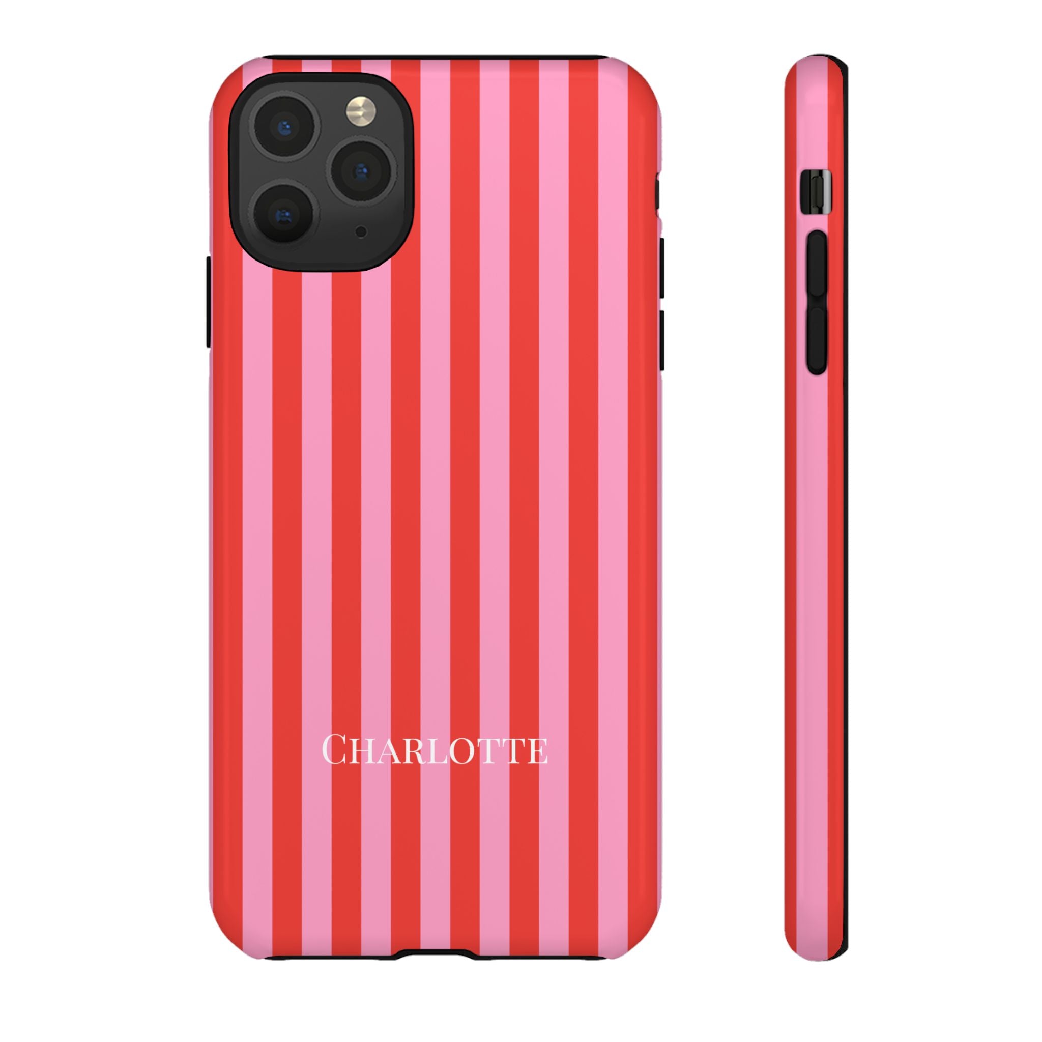 PINK STRIPES – Personalisierte Handyhülle mit Dual-Layer-Schutz