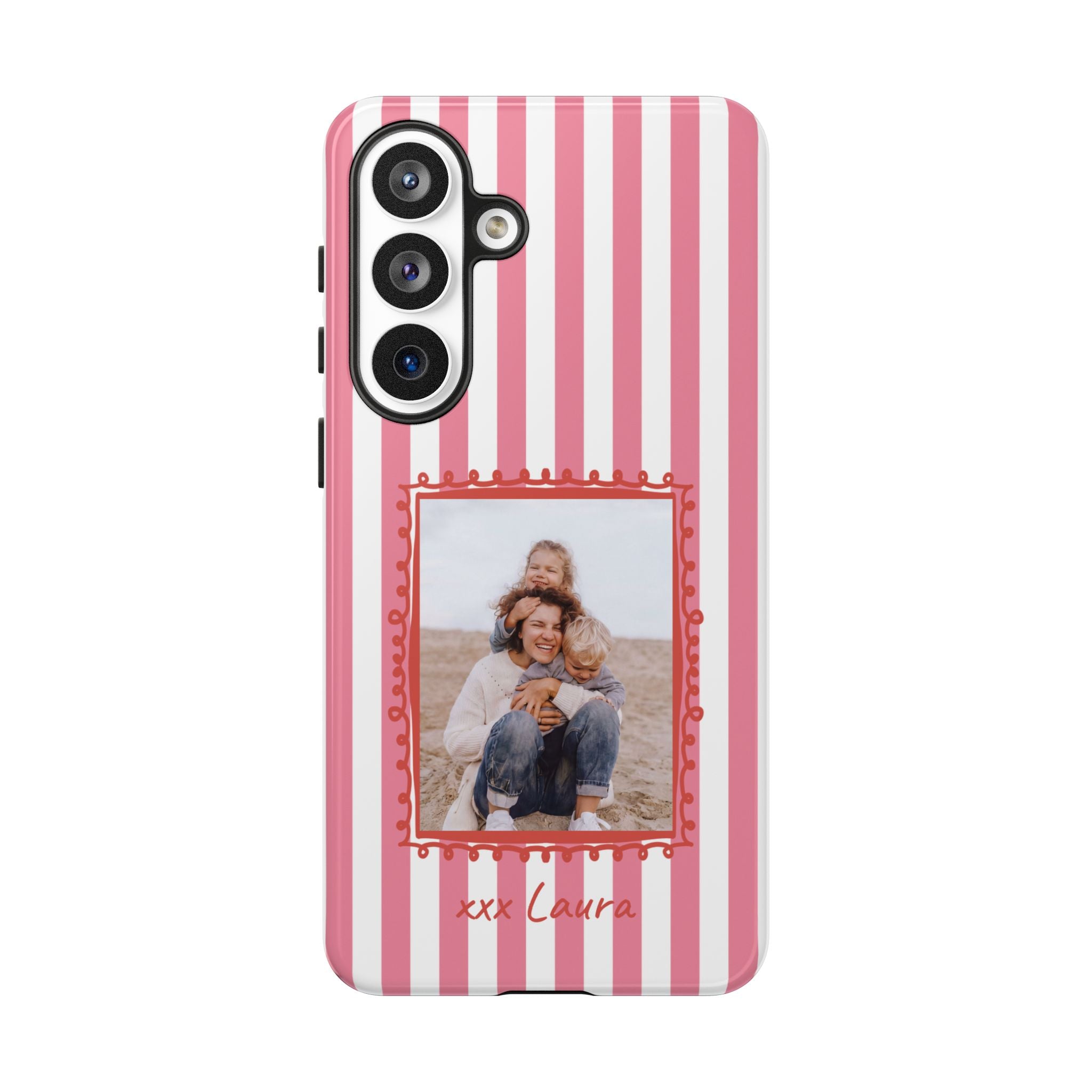 PINK STRIPES PHOTO FRAME – Personalisierte Foto Handyhülle mit Dual-Layer-Schutz