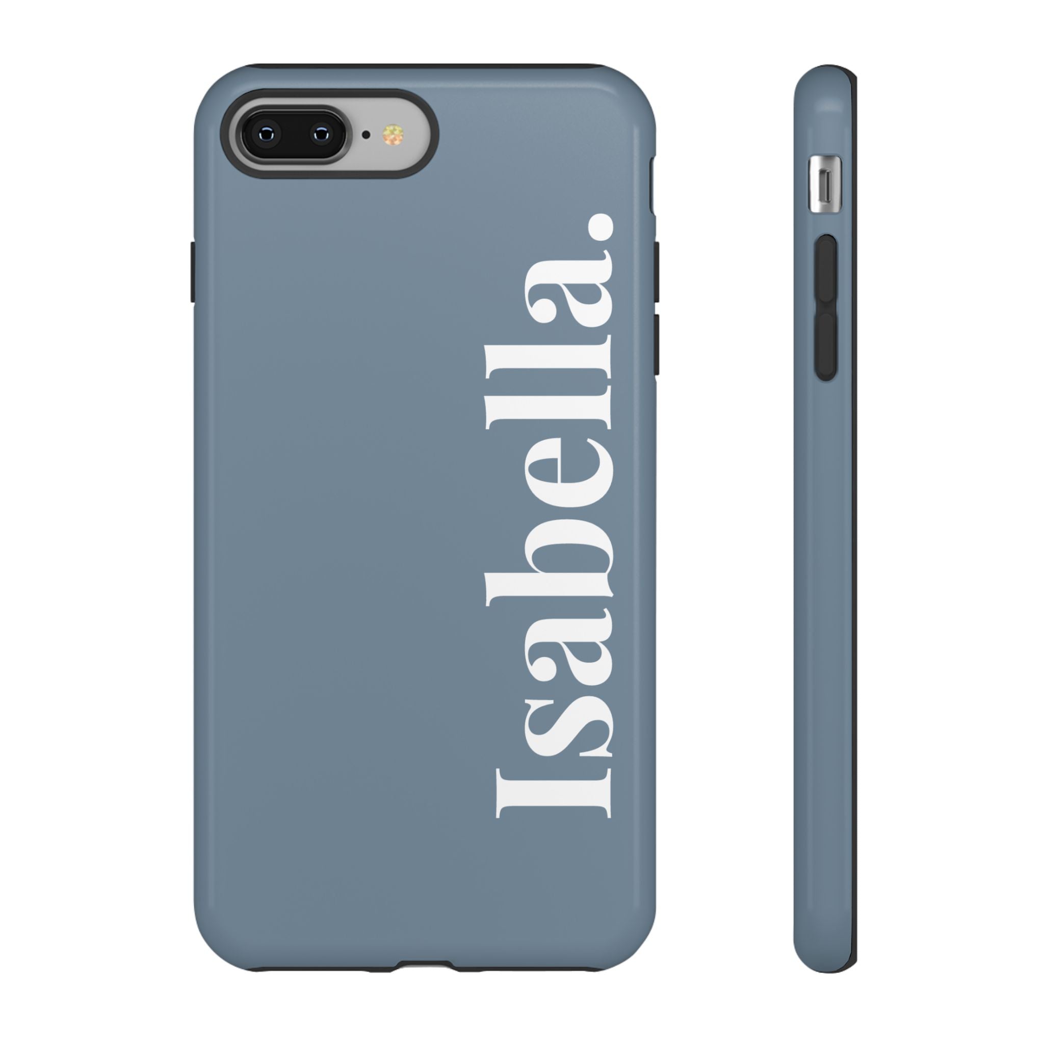 DUSTY BLUE BOLD NAME – Personalisierte Handyhülle mit Dual-Layer-Schutz