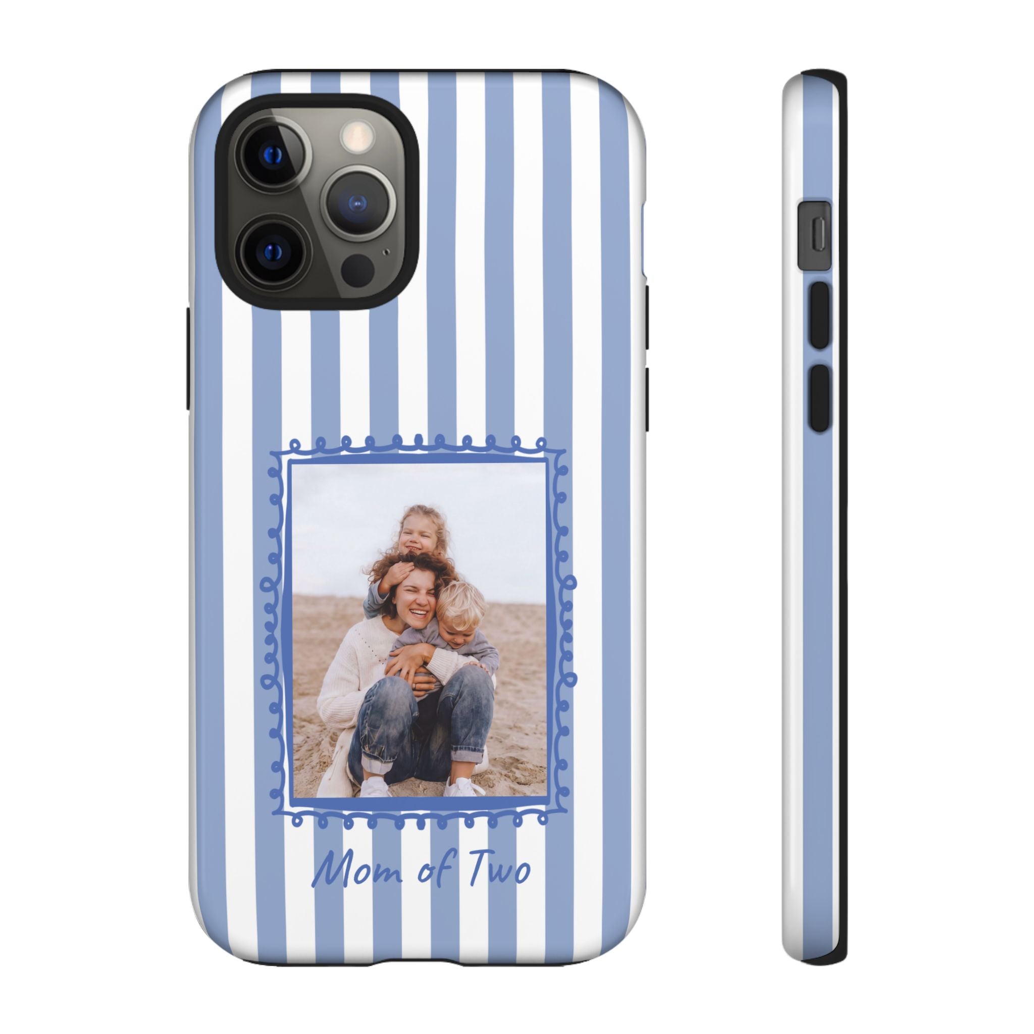 BLUE STRIPES PHOTO FRAME – Personalisierte Foto Handyhülle mit Dual-Layer-Schutz