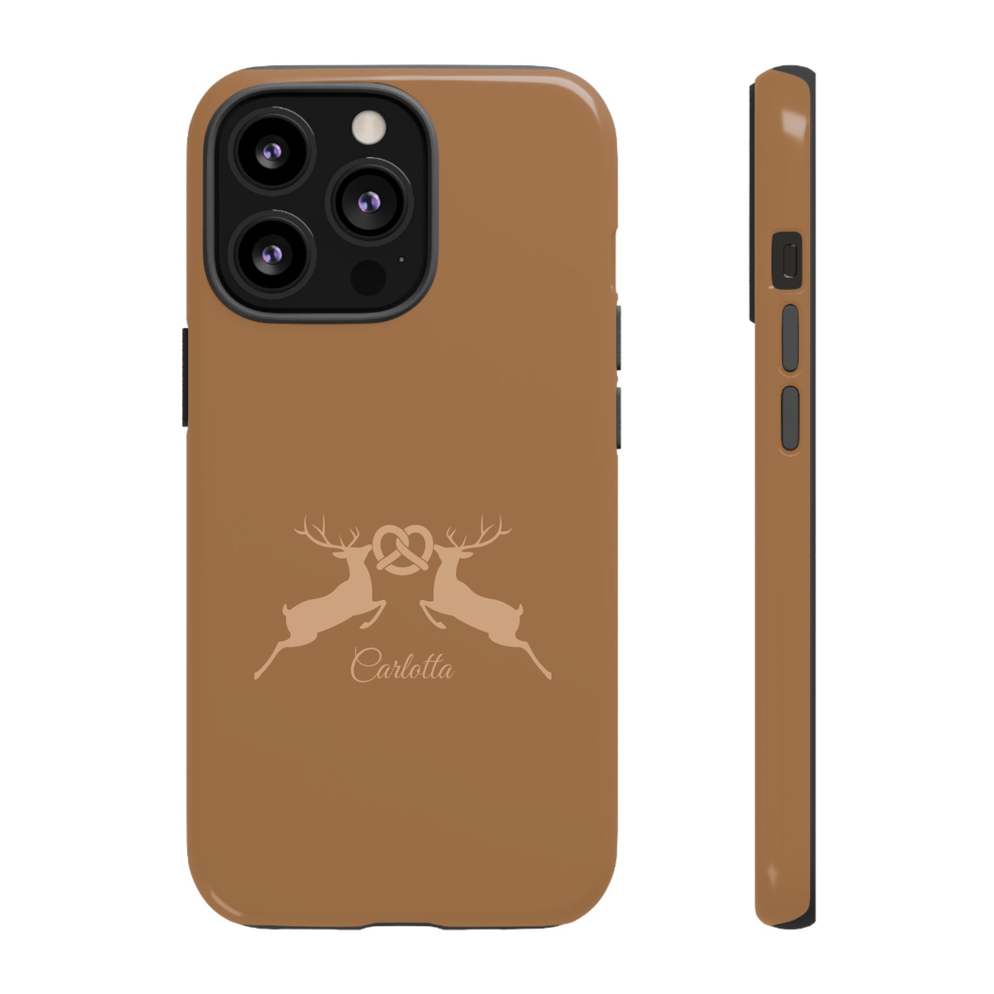 HIRSCH COGNAC– Personalisierte Handyhülle mit Dual-Layer-Schutz