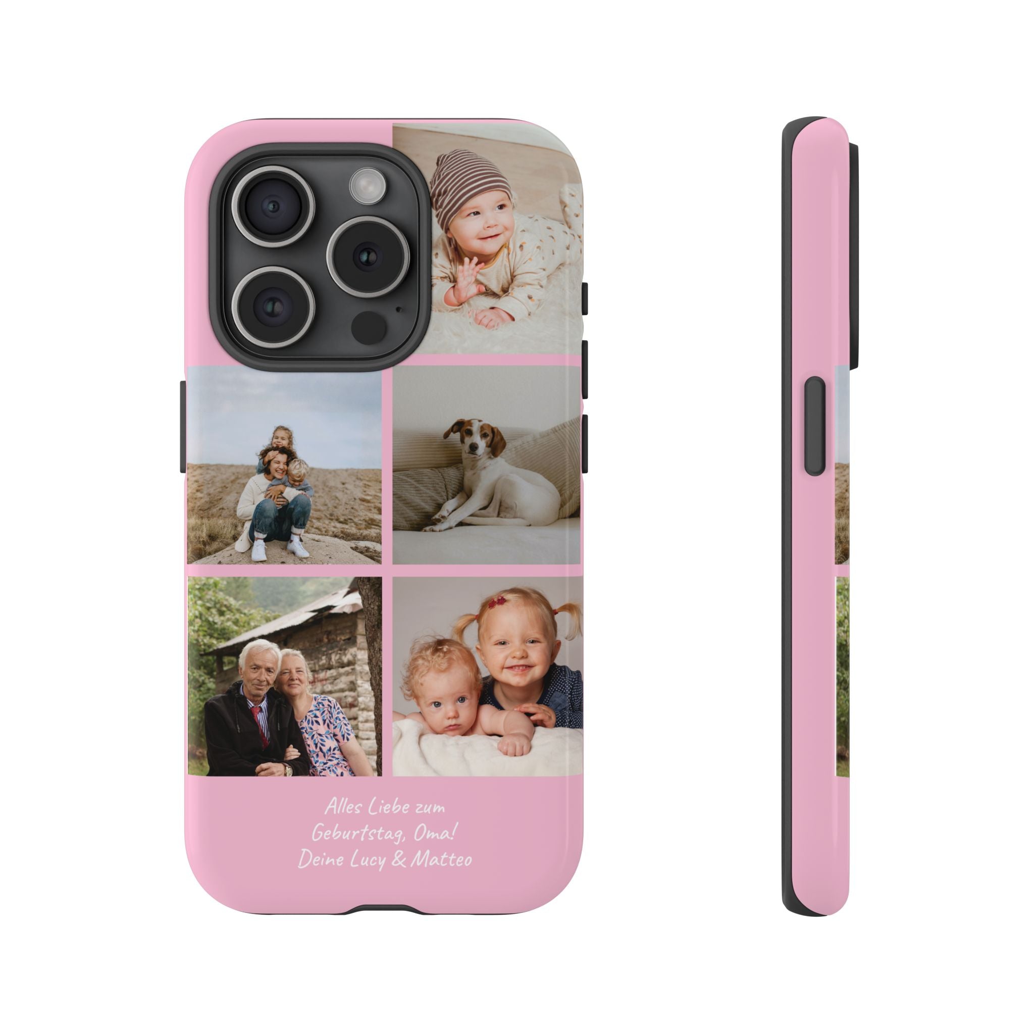 PINK PHOTO COLLAGE – Personalisierte Foto Handyhülle mit Dual-Layer-Schutz