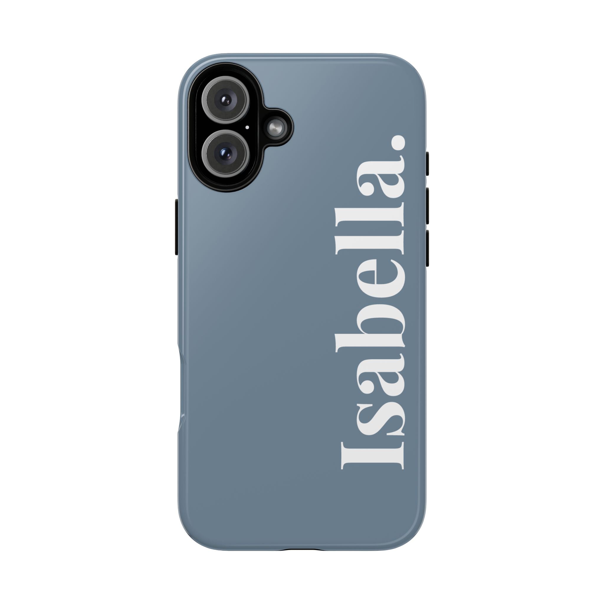 DUSTY BLUE BOLD NAME – Personalisierte Handyhülle mit Dual-Layer-Schutz