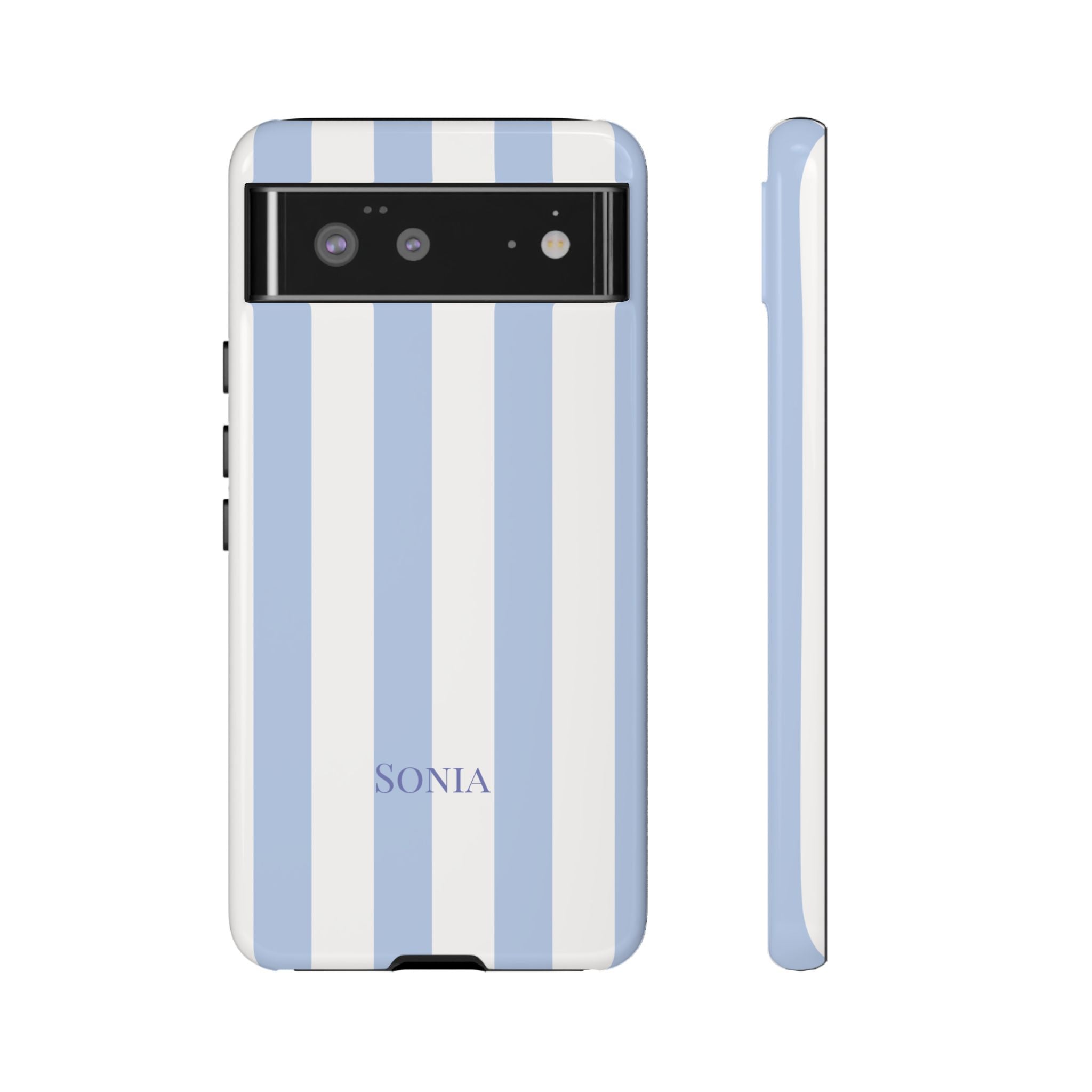 LIGHT BLUE STRIPES – Personalisierte Handyhülle mit Dual-Layer-Schutz