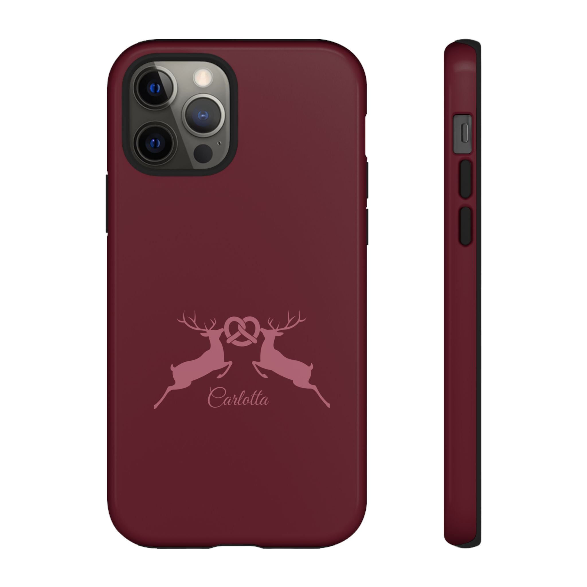HIRSCH BORDEAUX – Personalisierte Handyhülle mit Dual-Layer-Schutz