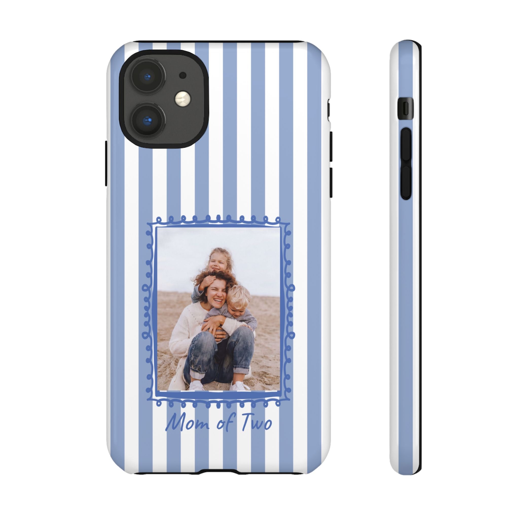 BLUE STRIPES PHOTO FRAME – Personalisierte Foto Handyhülle mit Dual-Layer-Schutz