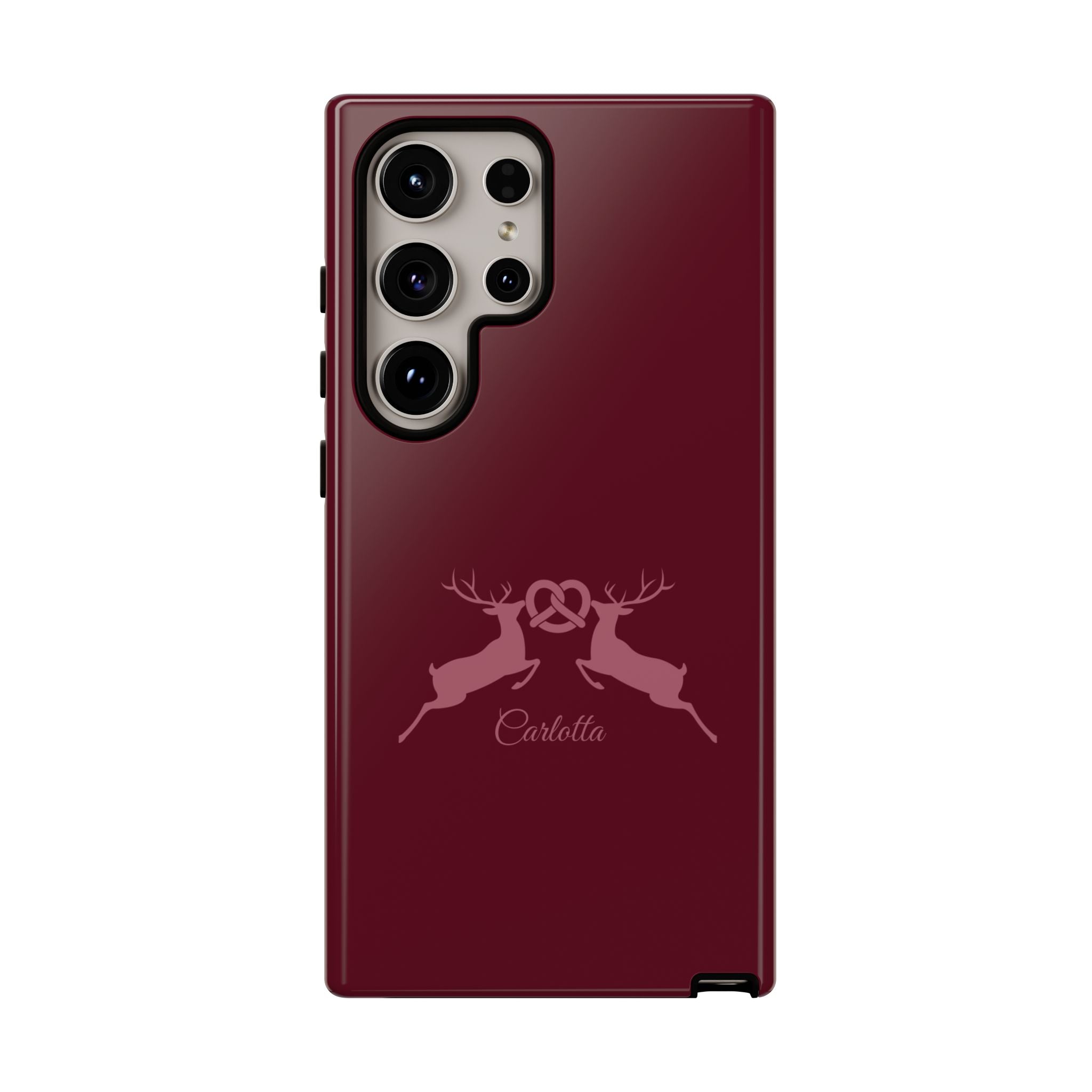 HIRSCH BORDEAUX – Personalisierte Handyhülle mit Dual-Layer-Schutz