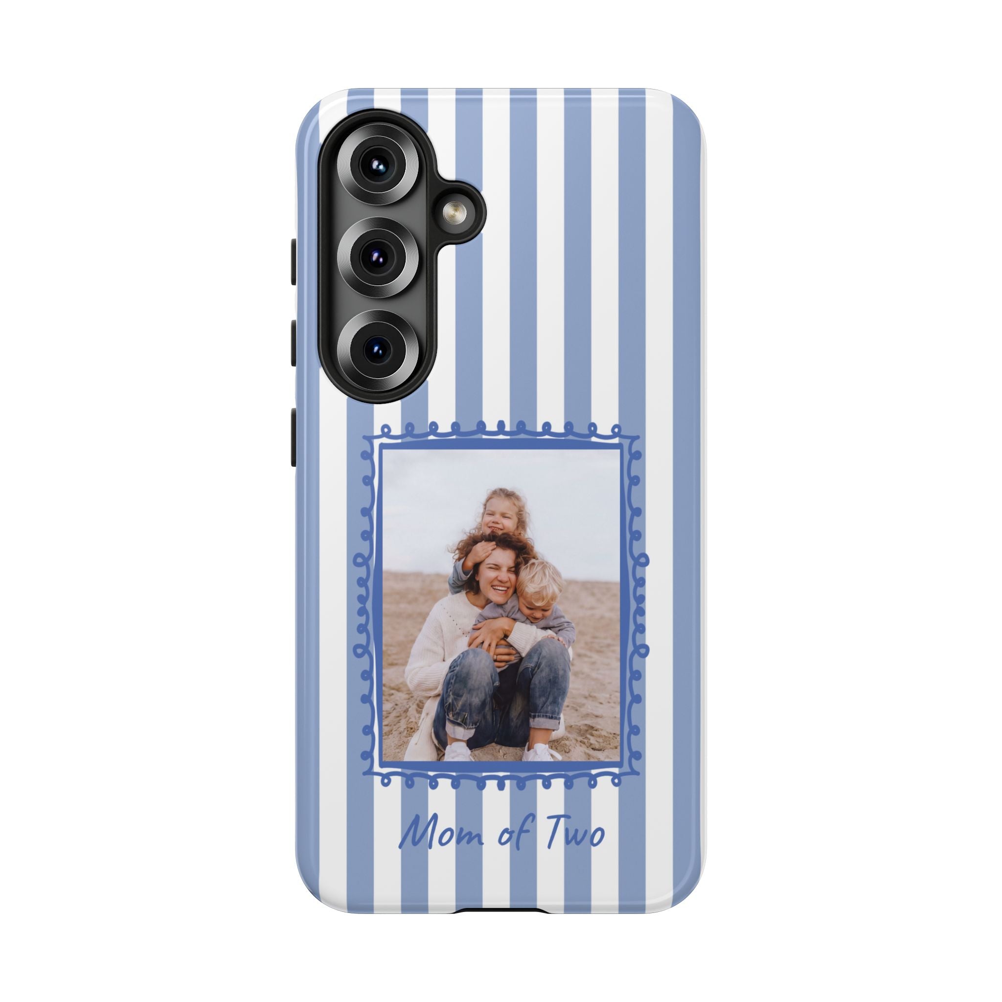 BLUE STRIPES PHOTO FRAME – Personalisierte Foto Handyhülle mit Dual-Layer-Schutz