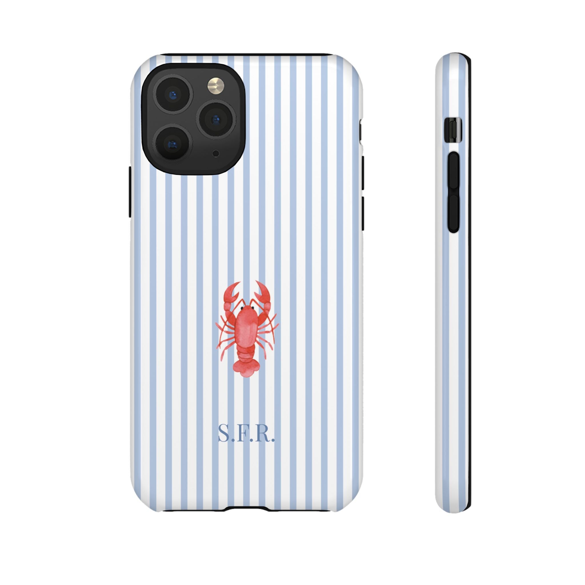LOBSTER LIGHT BLUE STRIPES – Personalisierte Handyhülle mit Dual-Layer-Schutz