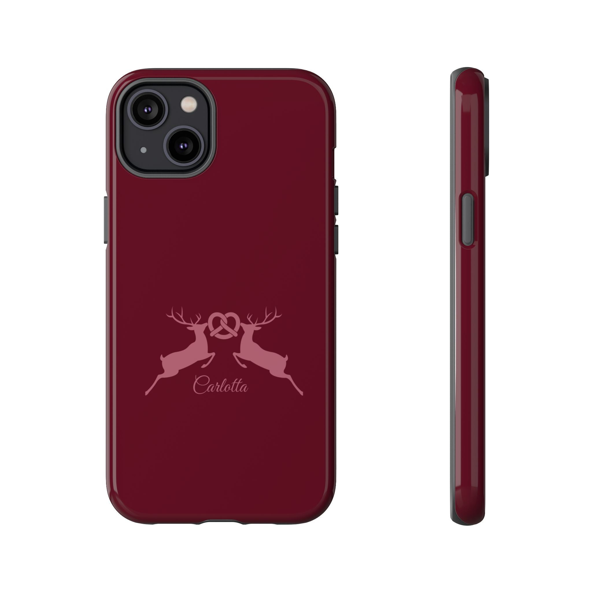 HIRSCH BORDEAUX – Personalisierte Handyhülle mit Dual-Layer-Schutz