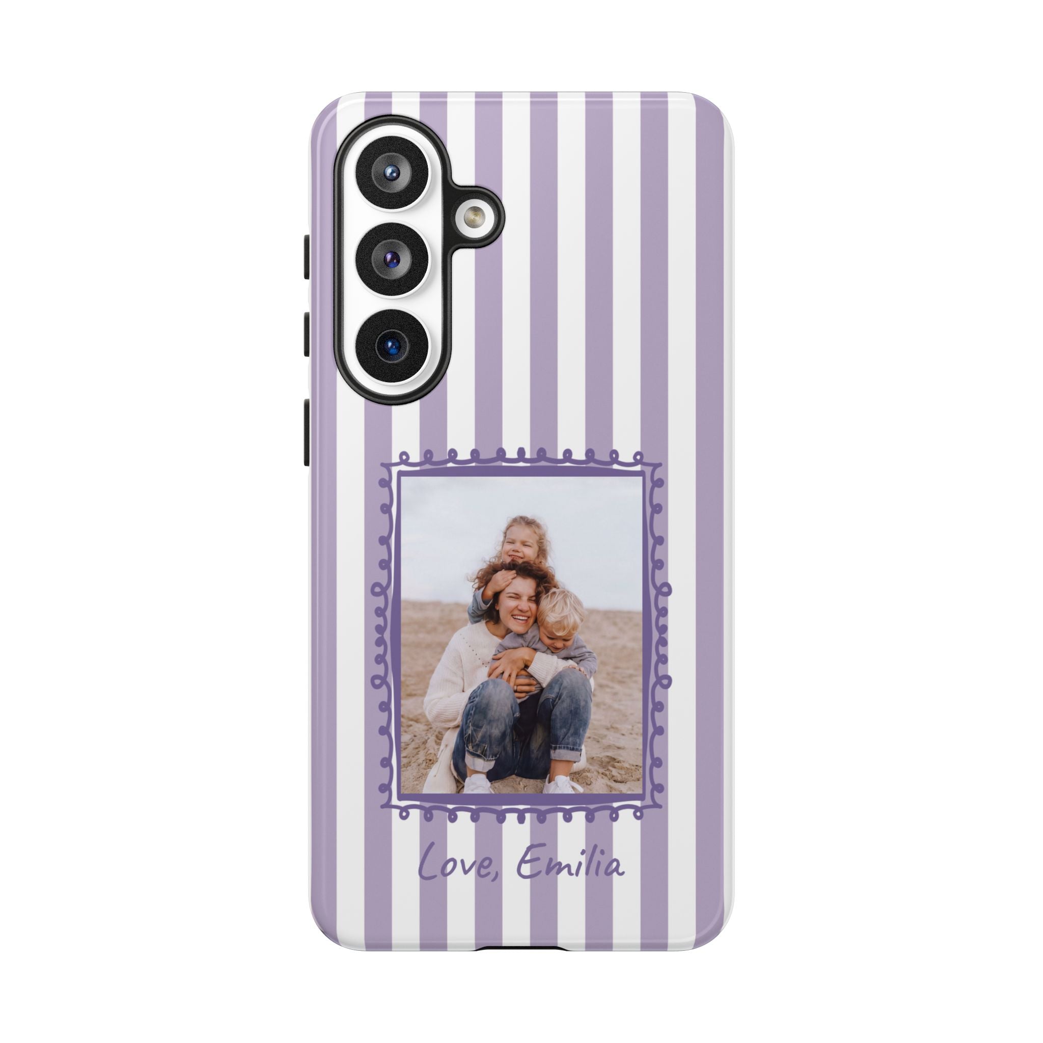 LAVENDER STRIPES PHOTO FRAME – Personalisierte Foto Handyhülle mit Dual-Layer-Schutz