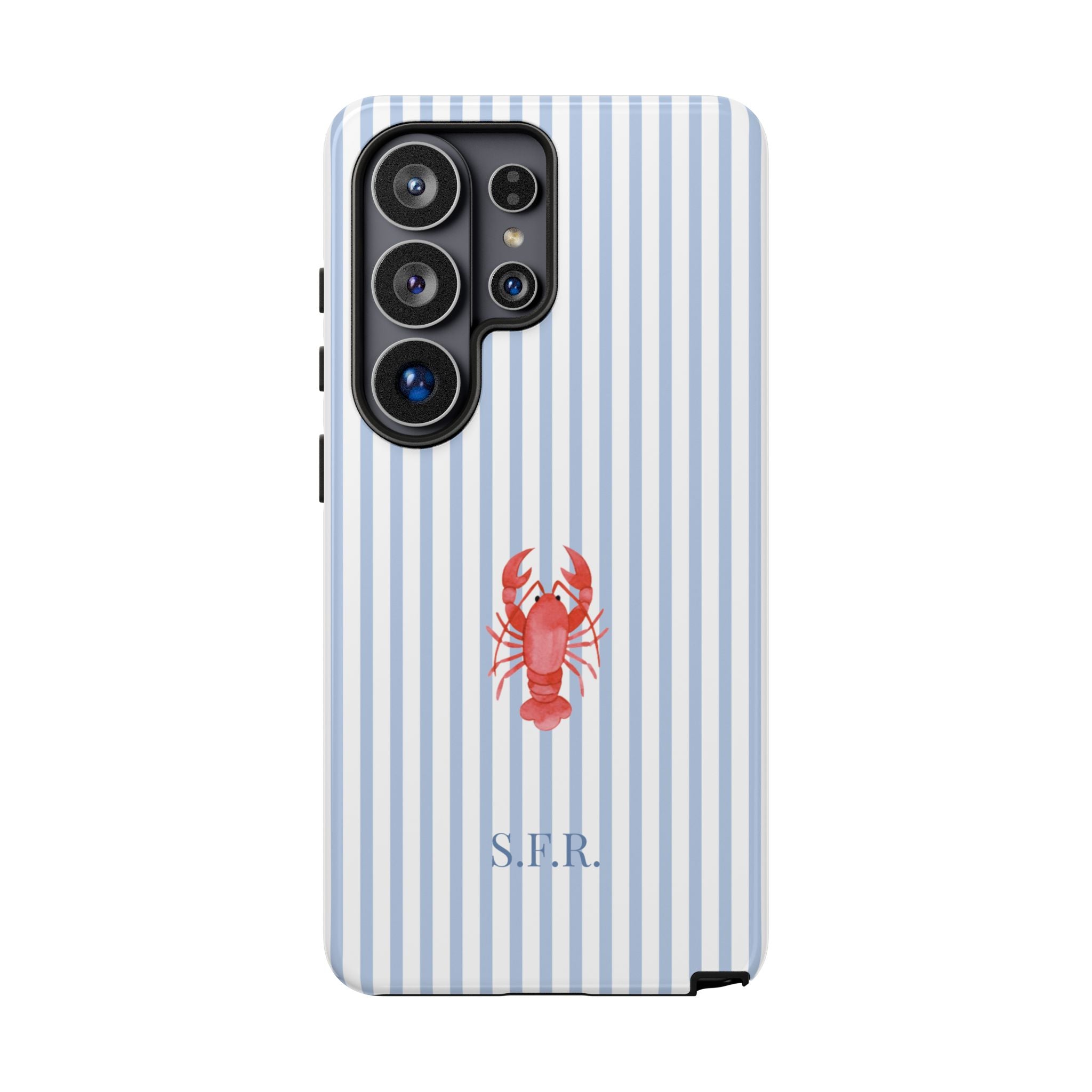 LOBSTER LIGHT BLUE STRIPES – Personalisierte Handyhülle mit Dual-Layer-Schutz