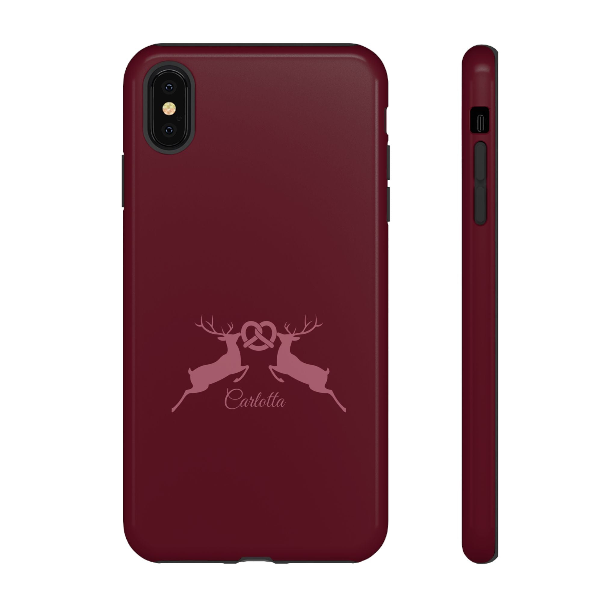 HIRSCH BORDEAUX – Personalisierte Handyhülle mit Dual-Layer-Schutz