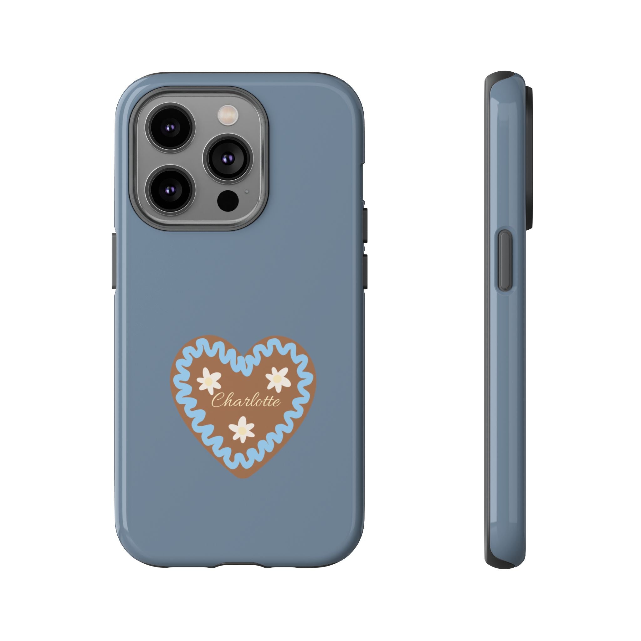 WIESNHERZ TAUBENBLAU – Personalisierte Handyhülle mit Dual-Layer-Schutz