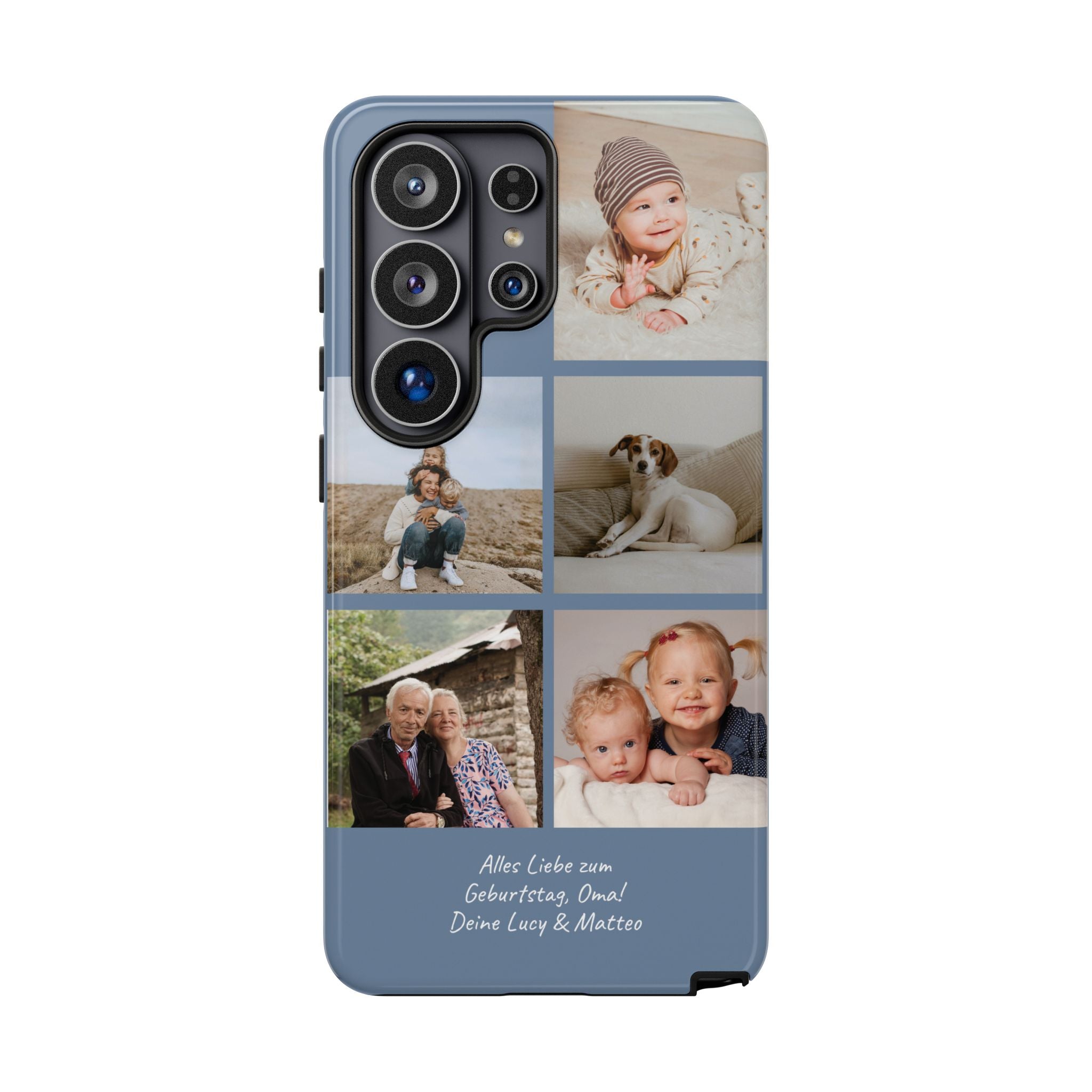 DUSTY BLUE COLLAGE – Personalisierte Foto Handyhülle mit Dual-Layer-Schutz