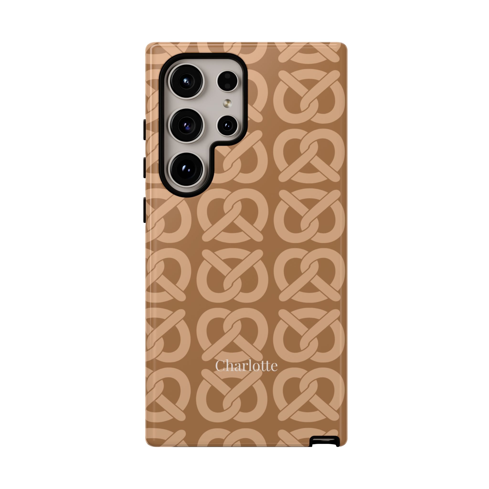 BREZN MONOGRAMM COGNAC – Personalisierte Handyhülle mit Dual-Layer-Schutz