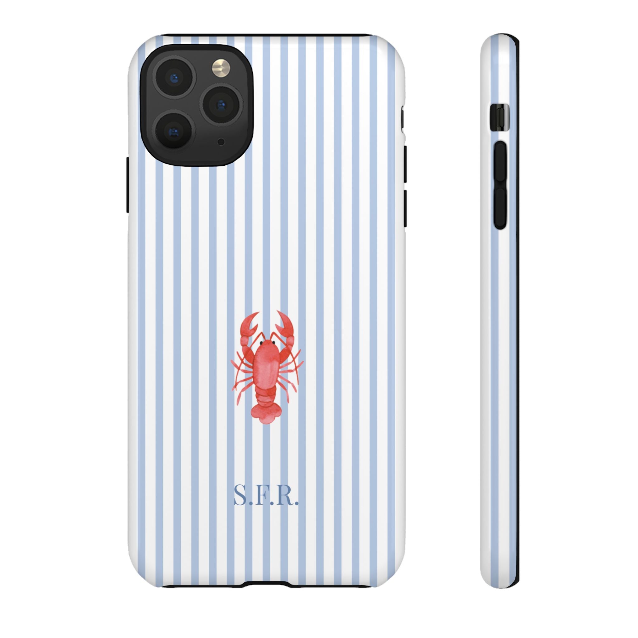 LOBSTER LIGHT BLUE STRIPES – Personalisierte Handyhülle mit Dual-Layer-Schutz