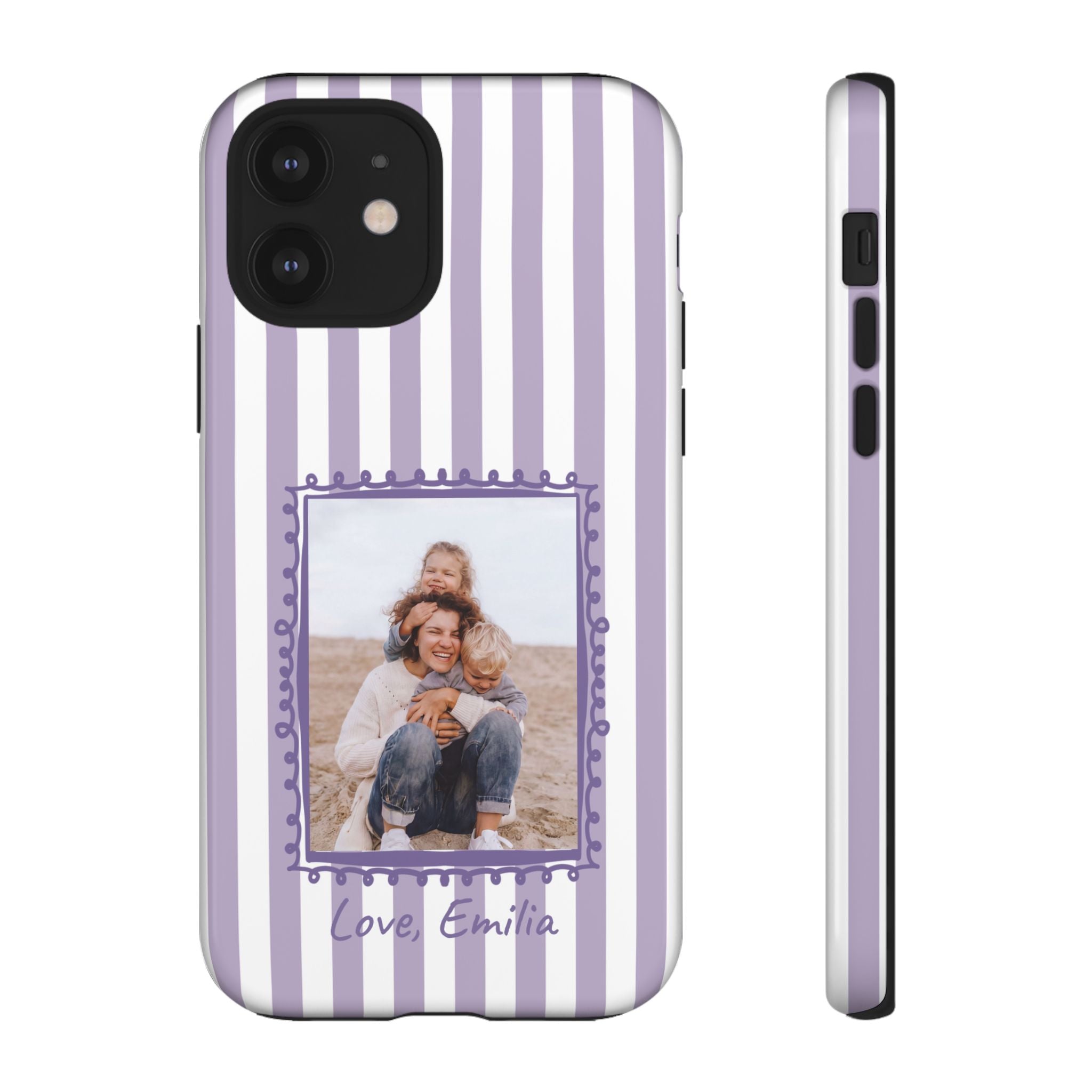 LAVENDER STRIPES PHOTO FRAME – Personalisierte Foto Handyhülle mit Dual-Layer-Schutz