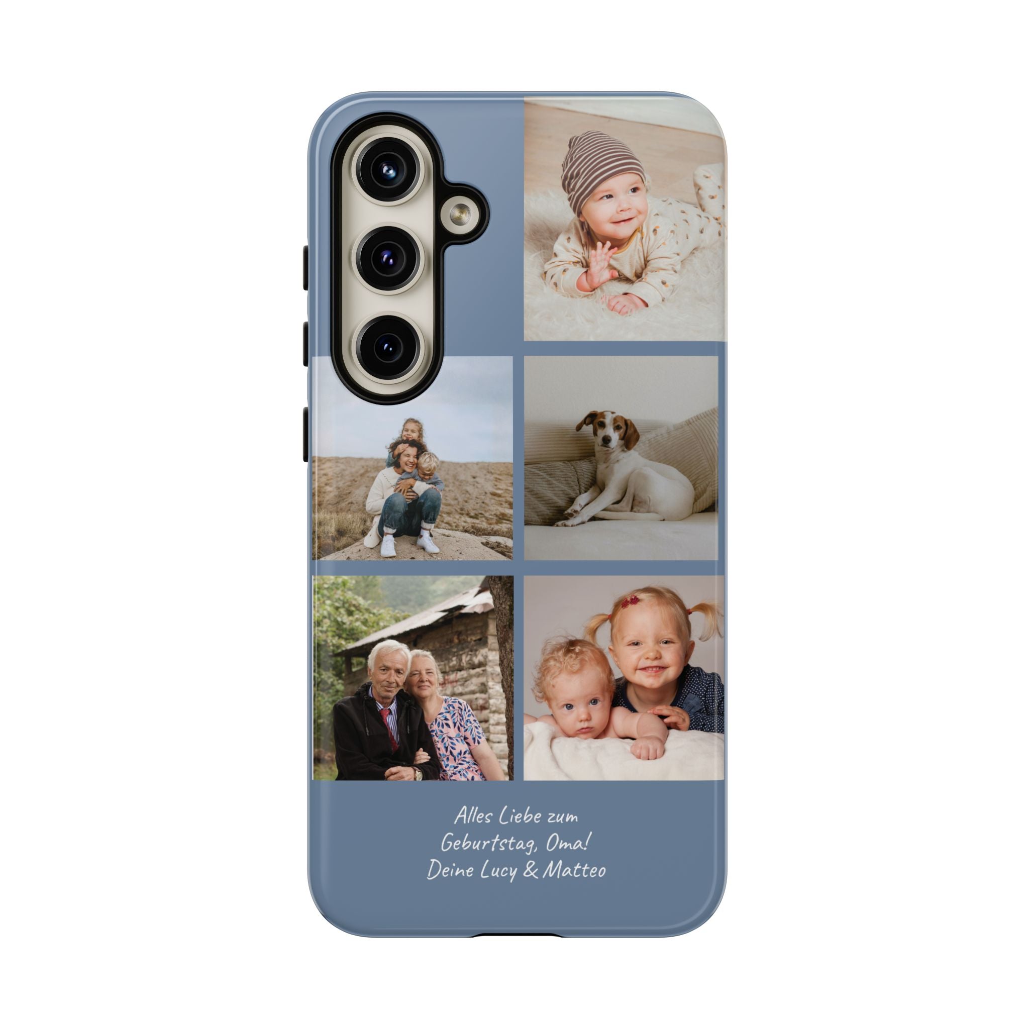 DUSTY BLUE COLLAGE – Personalisierte Foto Handyhülle mit Dual-Layer-Schutz