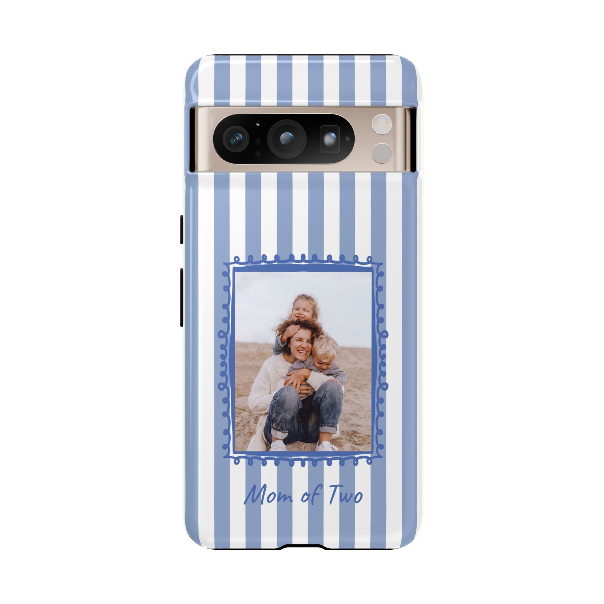 BLUE STRIPES PHOTO FRAME – Personalisierte Foto Handyhülle mit Dual-Layer-Schutz