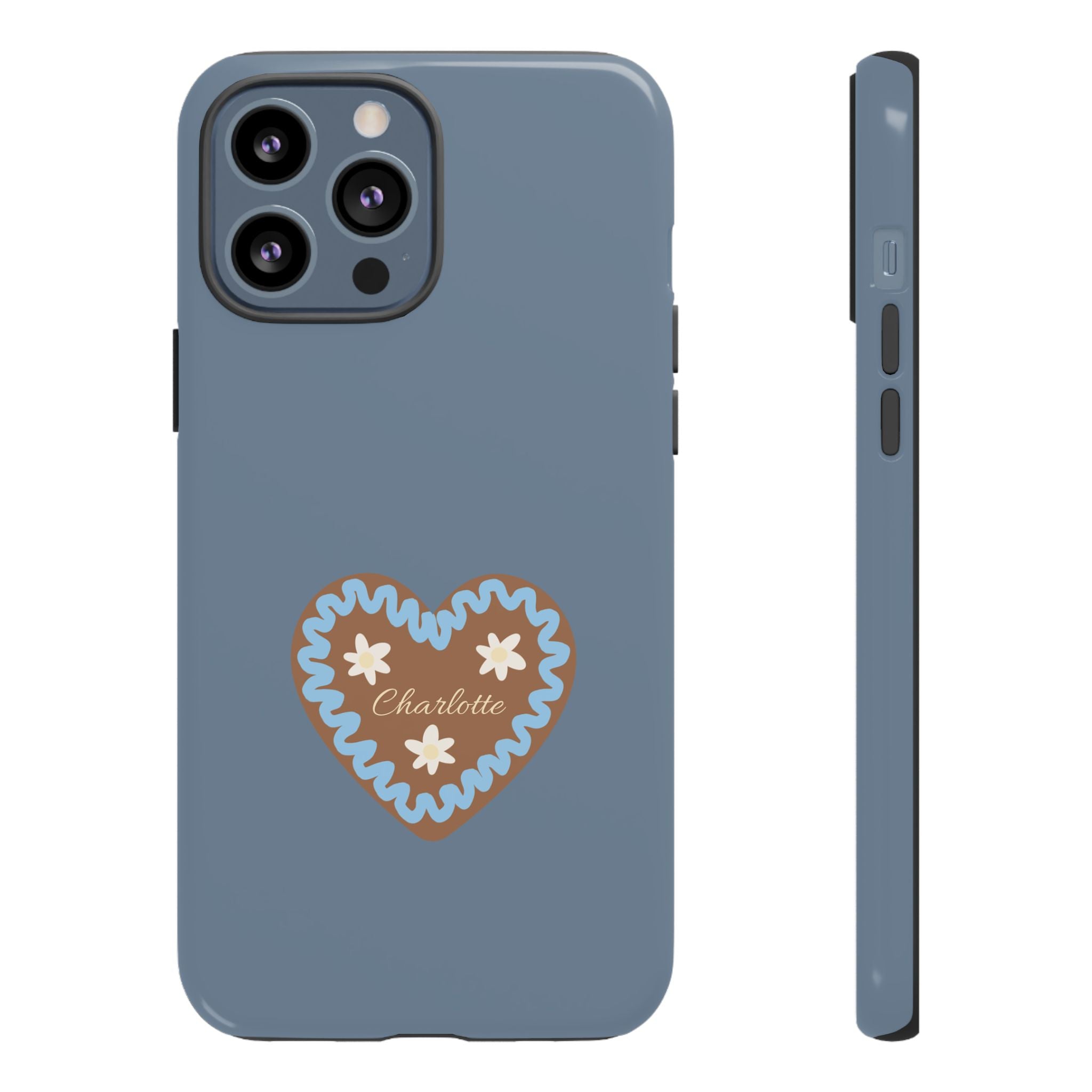 WIESNHERZ TAUBENBLAU – Personalisierte Handyhülle mit Dual-Layer-Schutz