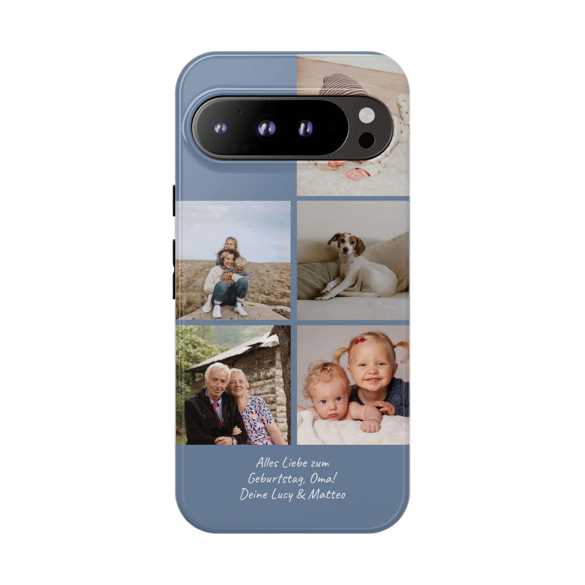 DUSTY BLUE COLLAGE – Personalisierte Foto Handyhülle mit Dual-Layer-Schutz