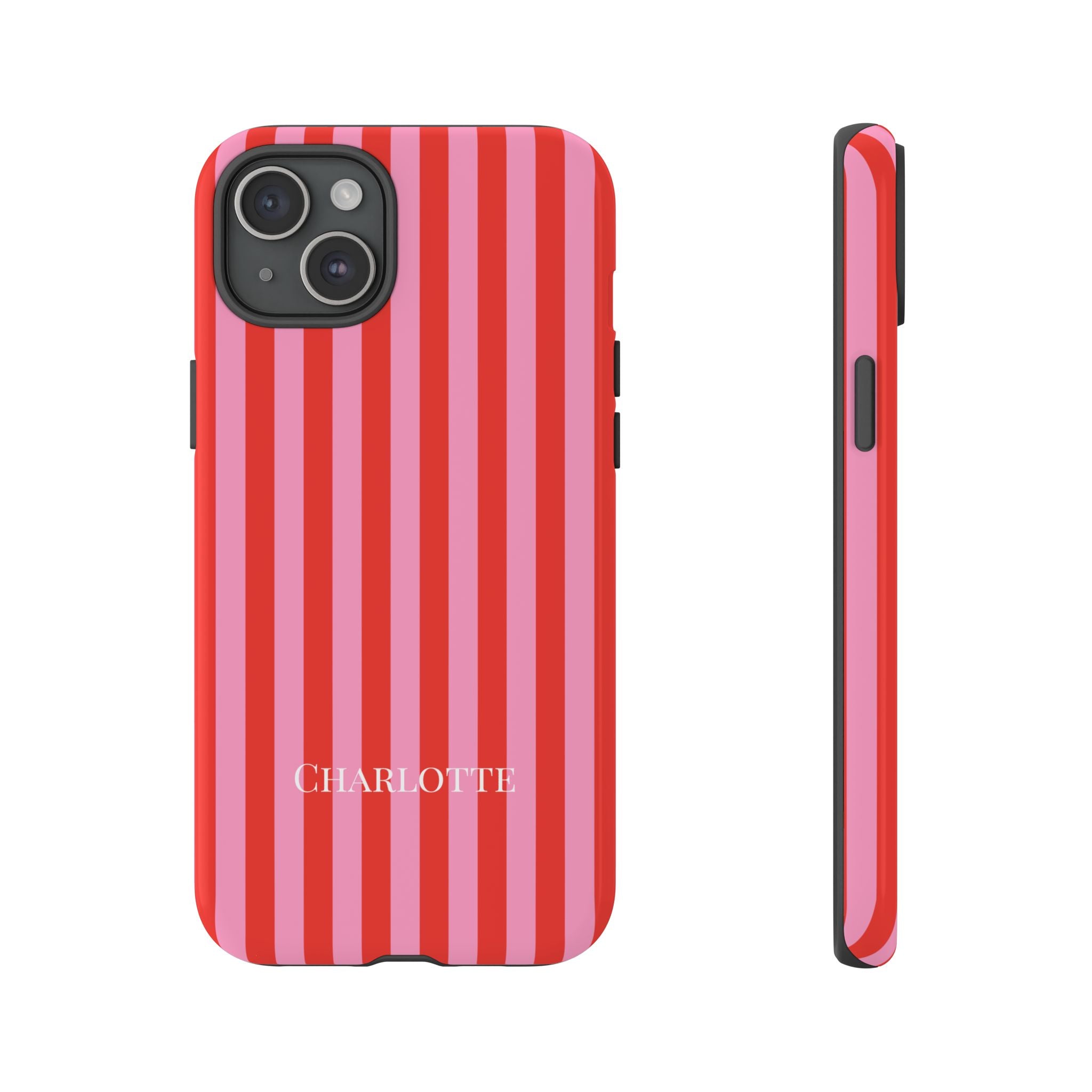 PINK STRIPES – Personalisierte Handyhülle mit Dual-Layer-Schutz