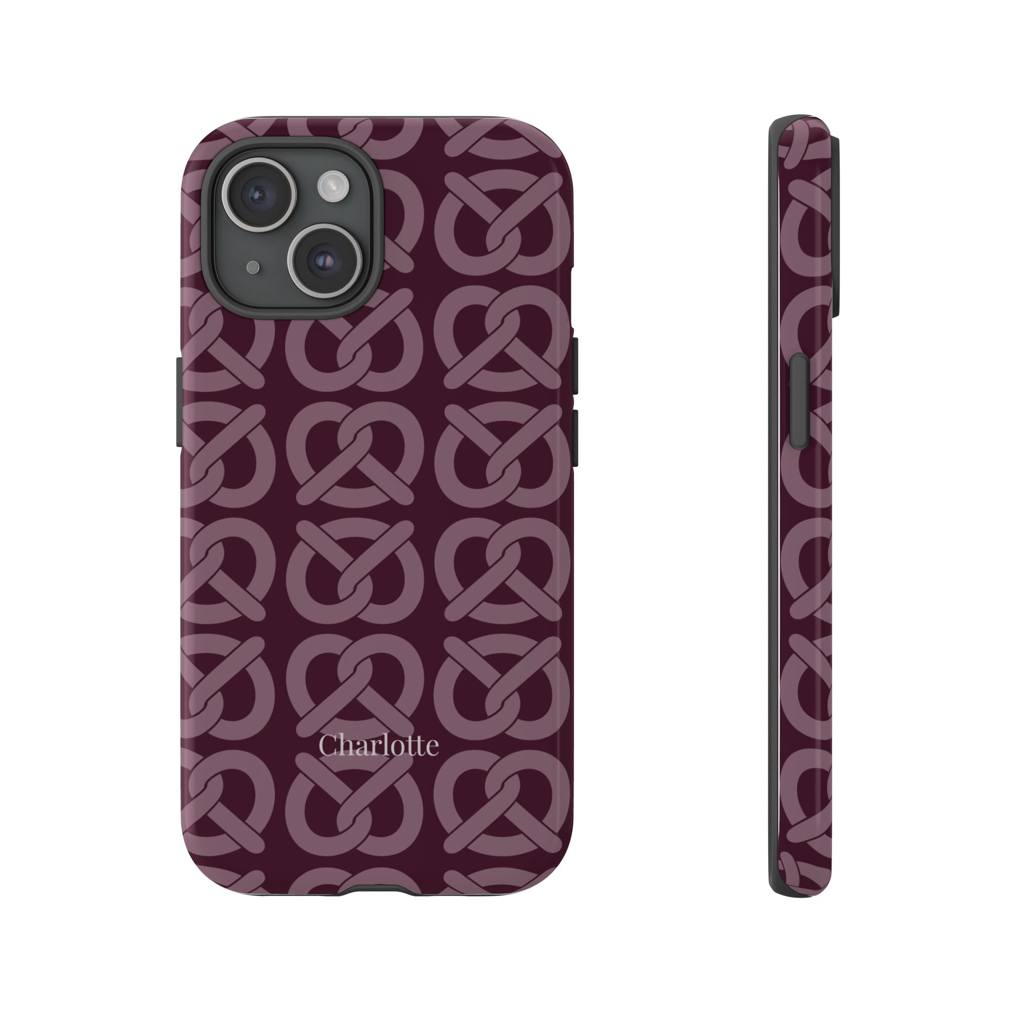 BREZN MONOGRAMM AUBERGINE – Personalisierte Handyhülle mit Dual-Layer-Schutz