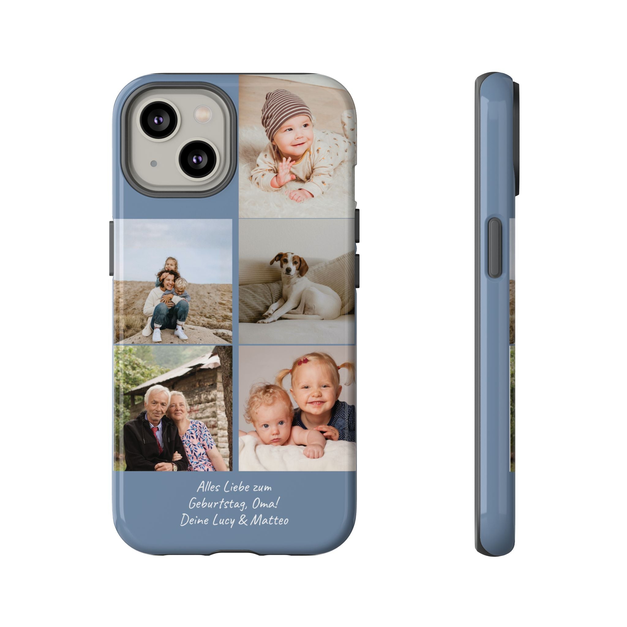 DUSTY BLUE COLLAGE – Personalisierte Foto Handyhülle mit Dual-Layer-Schutz