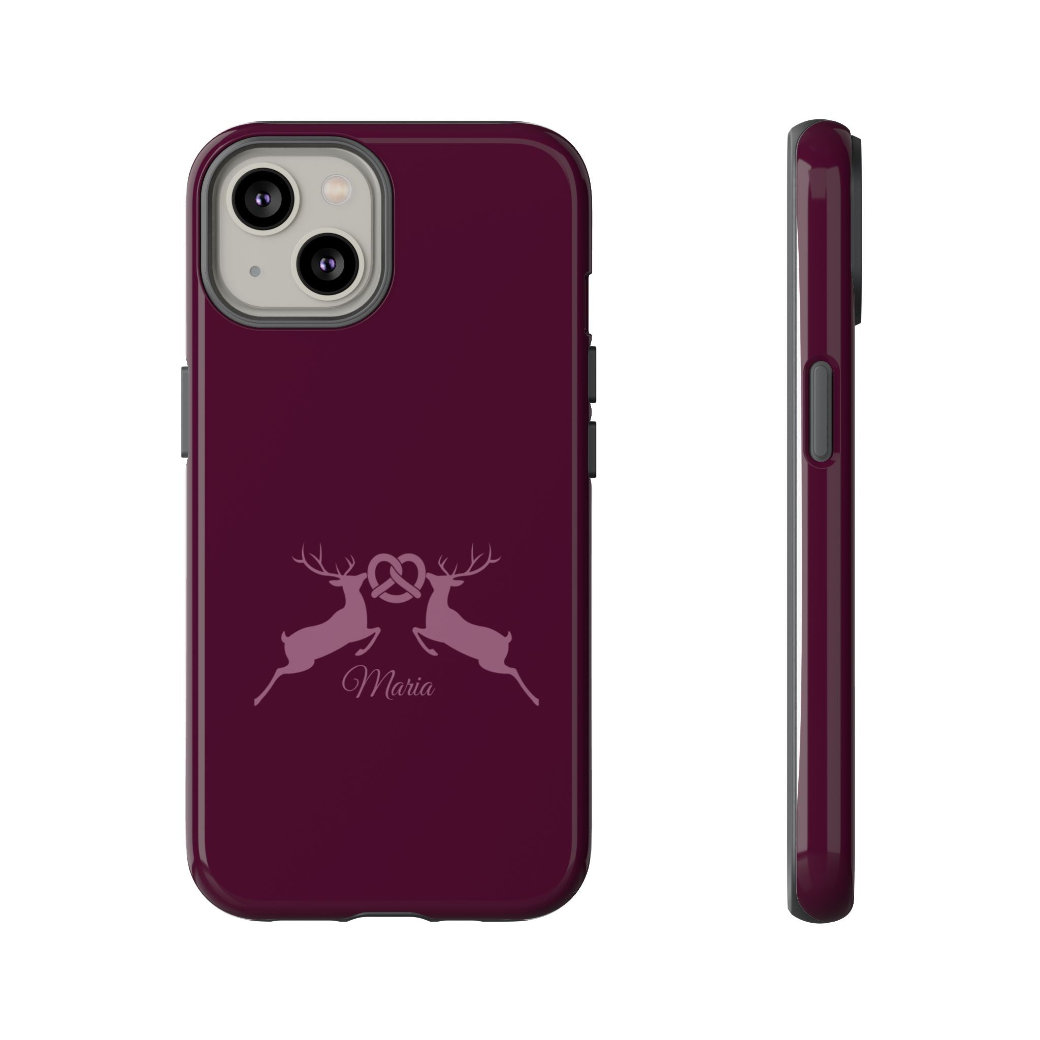 HIRSCH AUBERGINE – Personalisierte Handyhülle mit Dual-Layer-Schutz