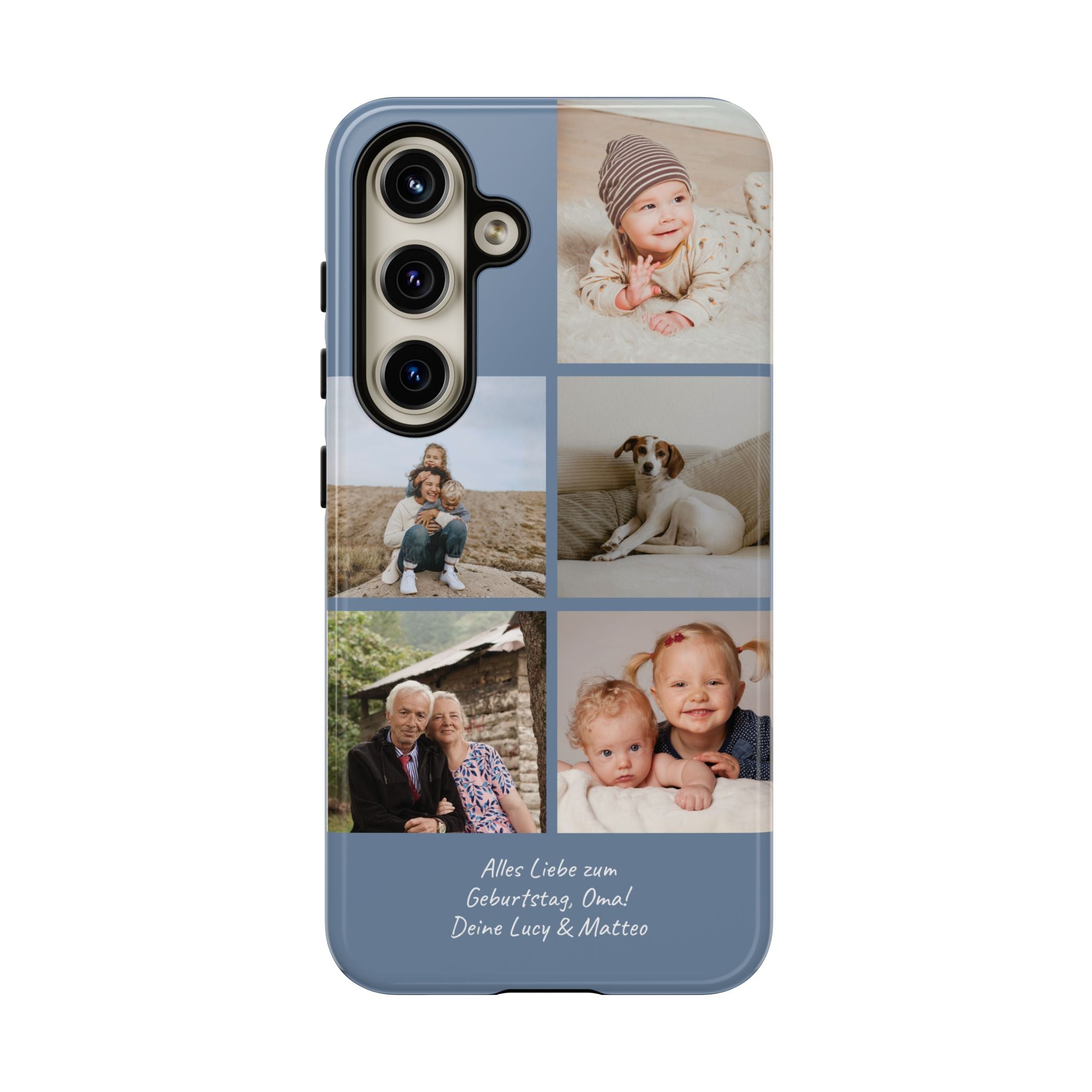 DUSTY BLUE COLLAGE – Personalisierte Foto Handyhülle mit Dual-Layer-Schutz