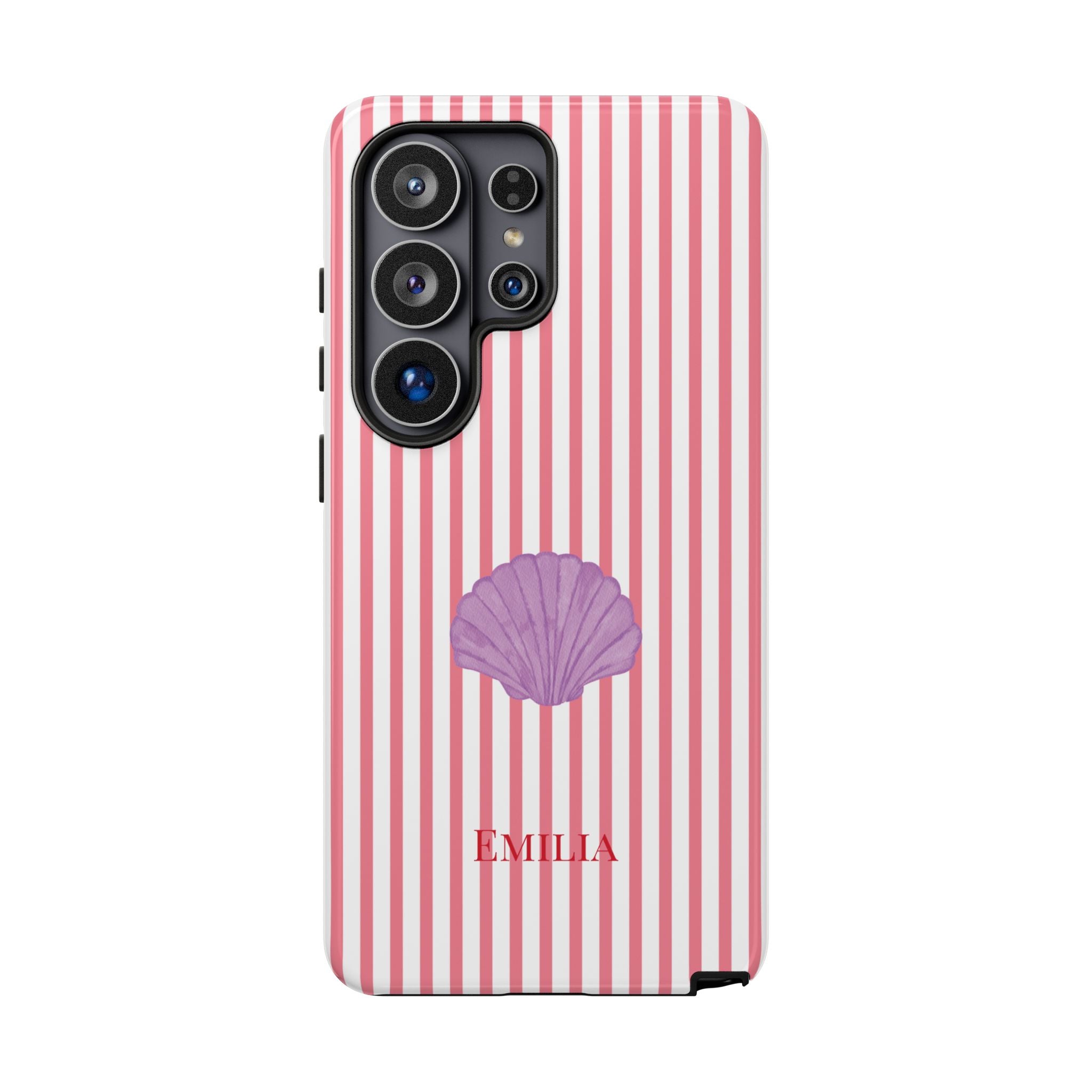 SHELL PINK STRIPES – Personalisierte Handyhülle mit Dual-Layer-Schutz